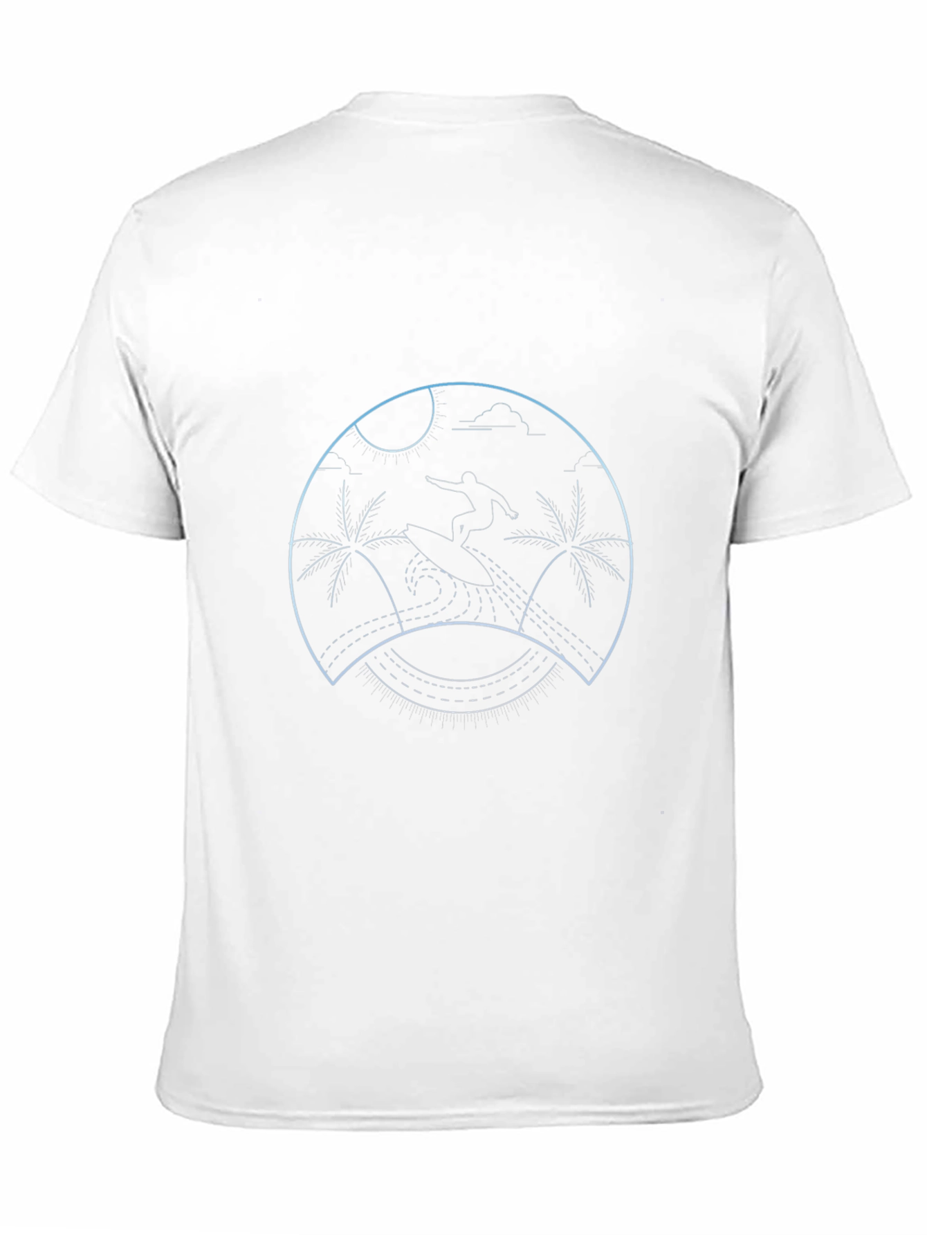 Surfing Palm Tree Graphic Tee - Black