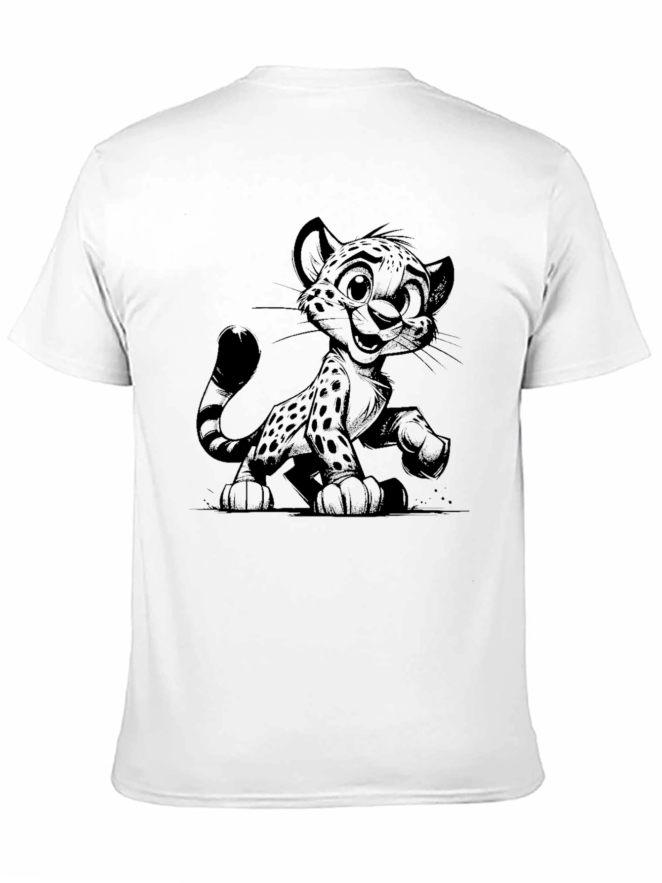 Cartoon Cheetah Black T-Shirt