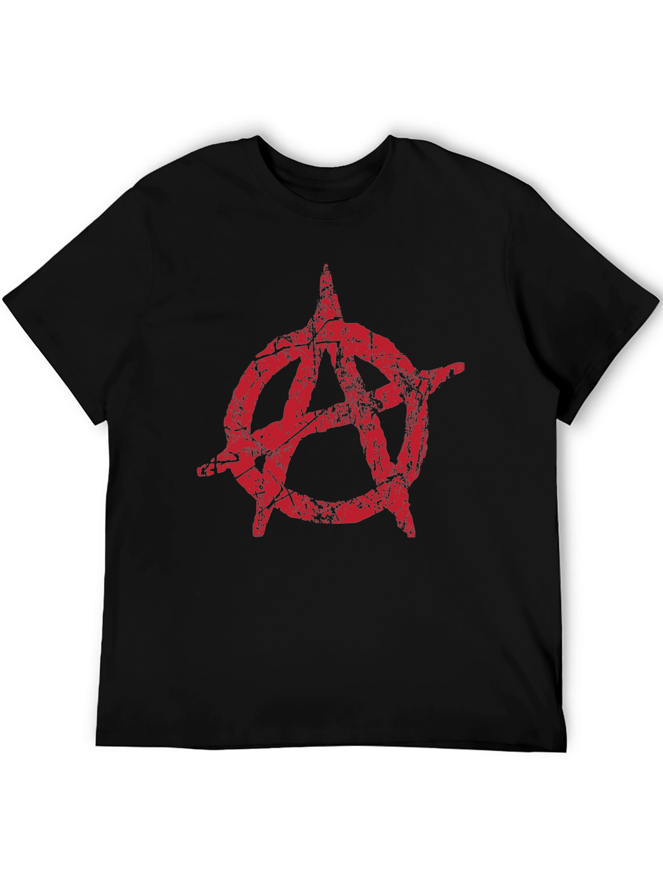 Anarchy Symbol Graphic Tee - Distressed Red Print