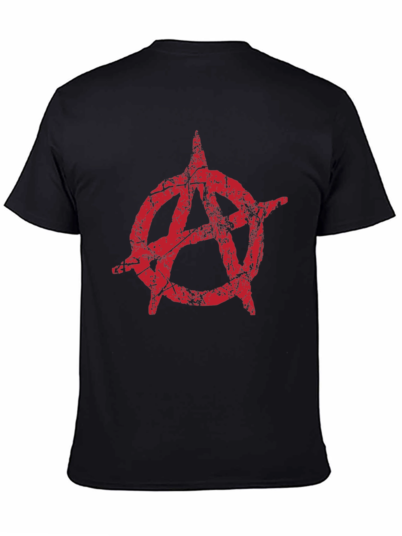 Anarchy Symbol Graphic Tee - Distressed Red Print