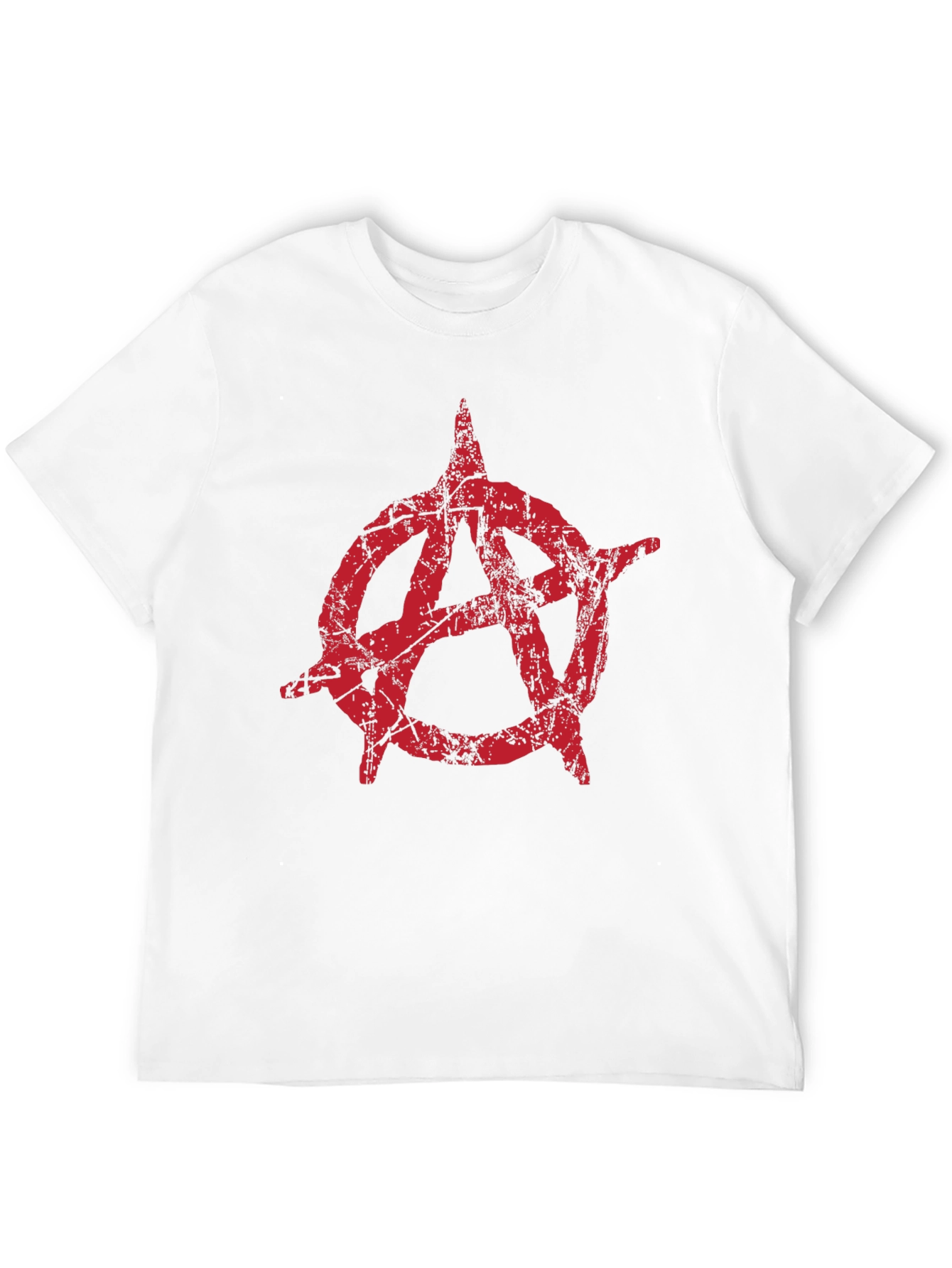 Anarchy Symbol Graphic Tee - Distressed Red Print