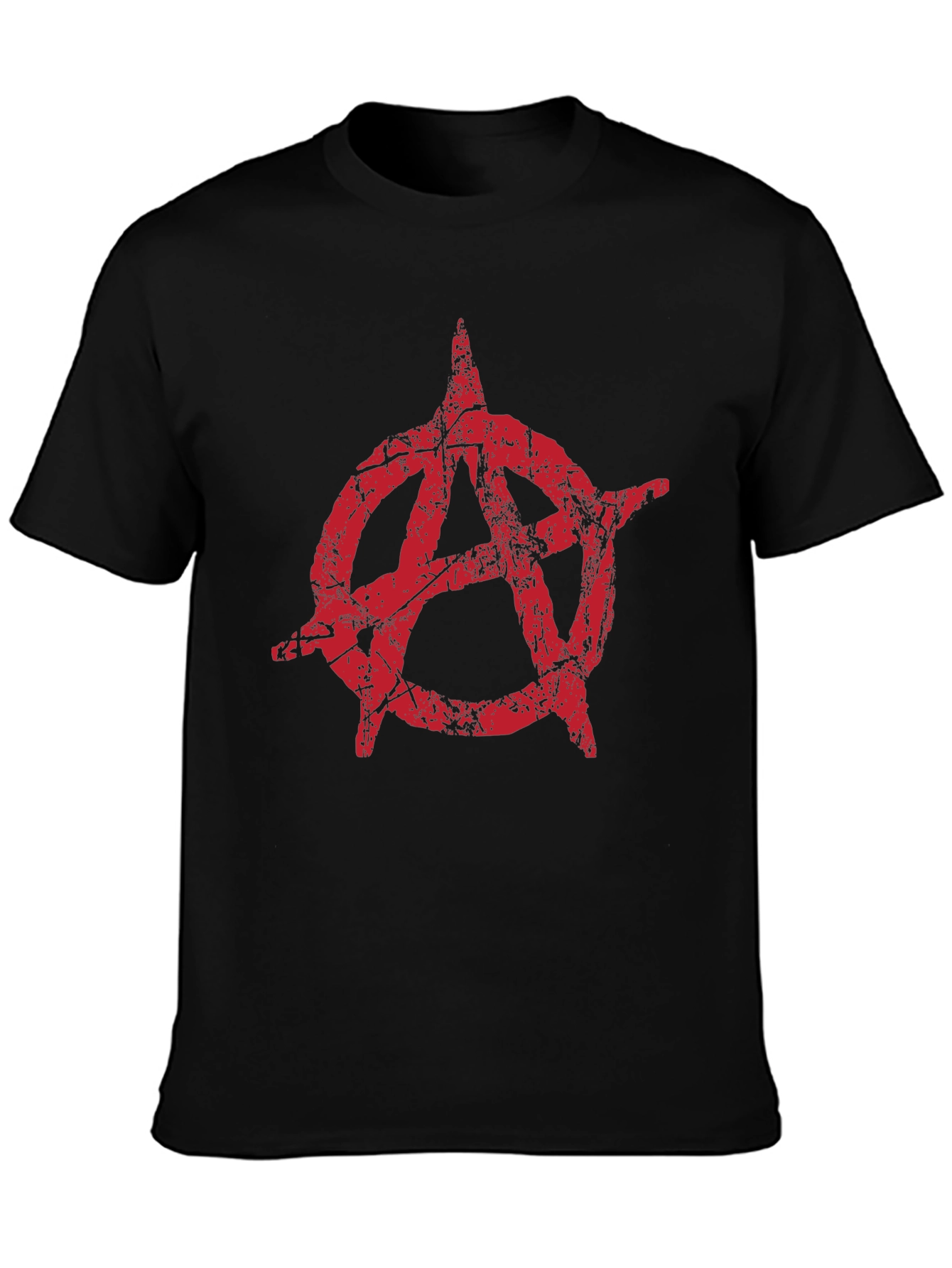 Anarchy Symbol Graphic Tee - Distressed Red Print