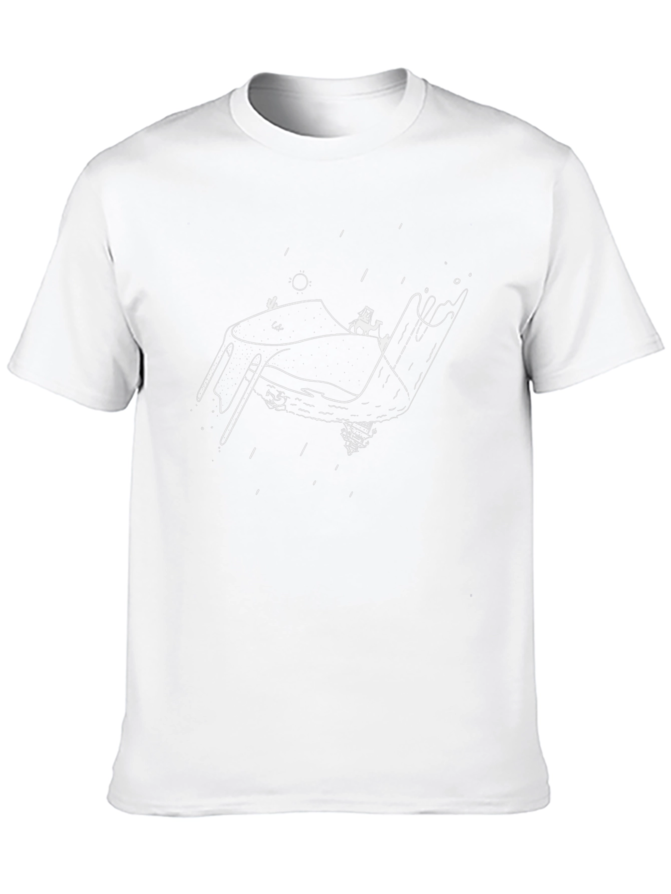 Surreal Desert Landscape Graphic Tee - Black Cotton T-Shirt