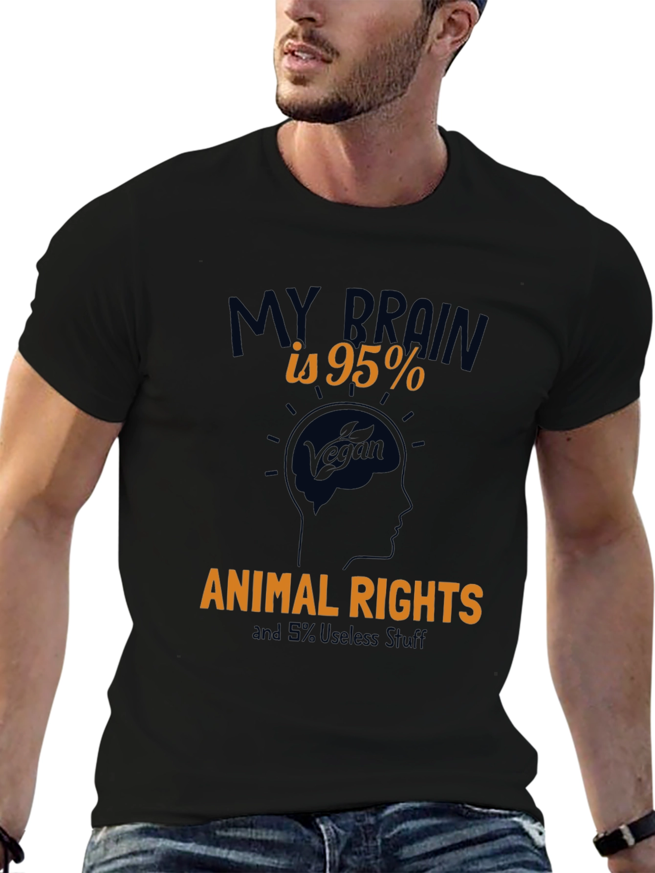 Vegan Animal Rights T-Shirt - 95% Brain Power!