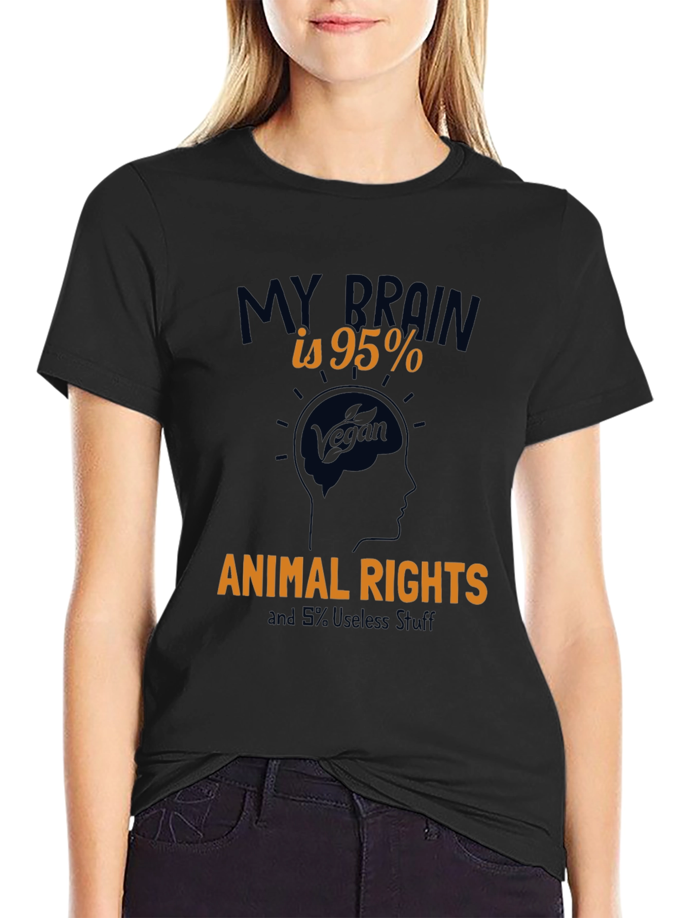 Vegan Animal Rights T-Shirt - 95% Brain Power!