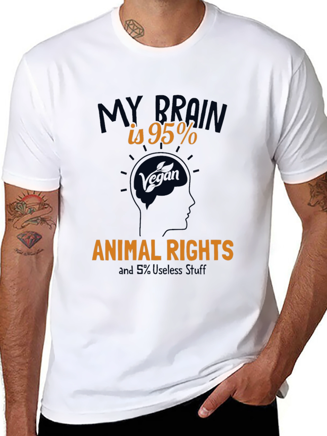 Vegan Animal Rights T-Shirt - 95% Brain Power!
