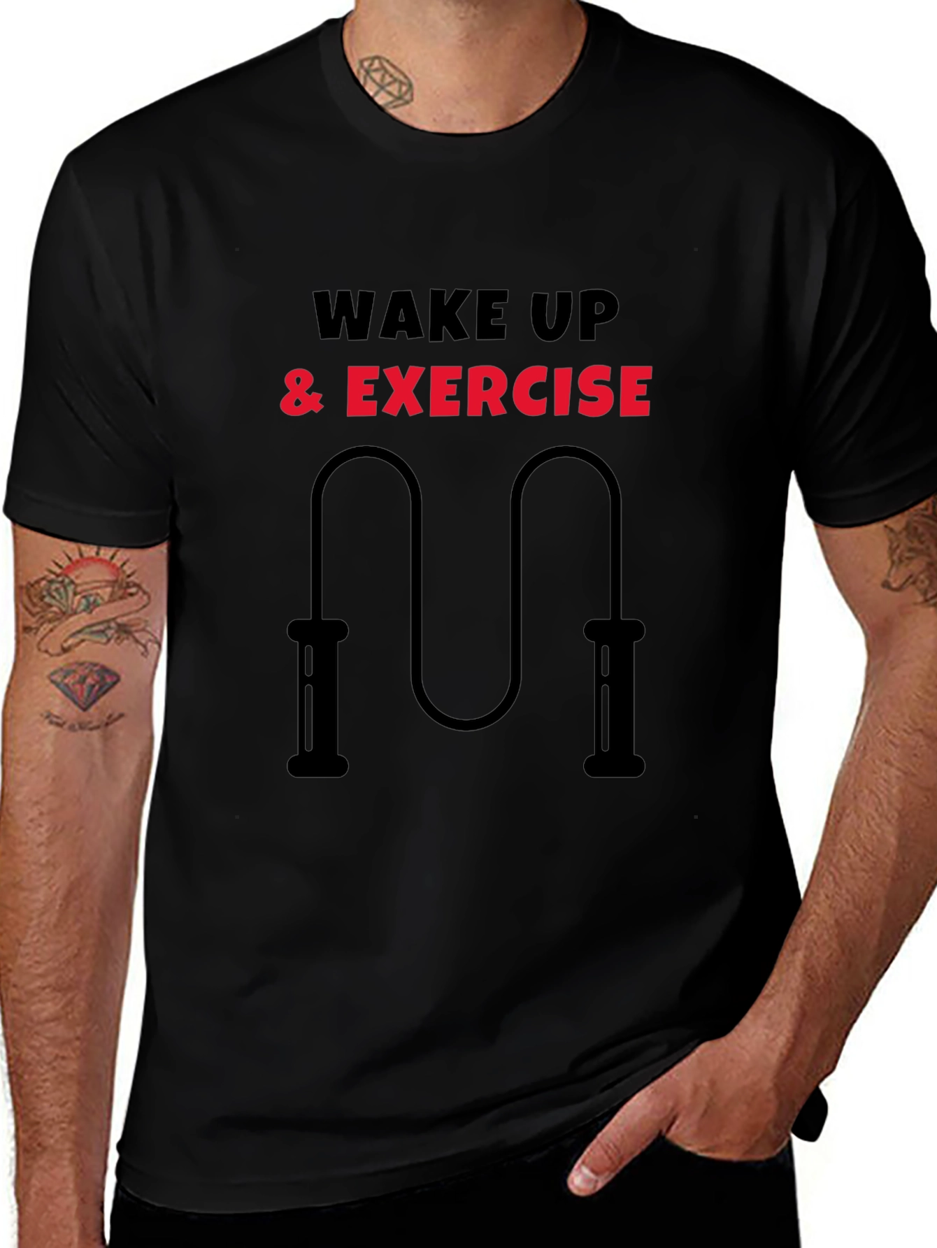 Wake Up & Exercise Black T-Shirt