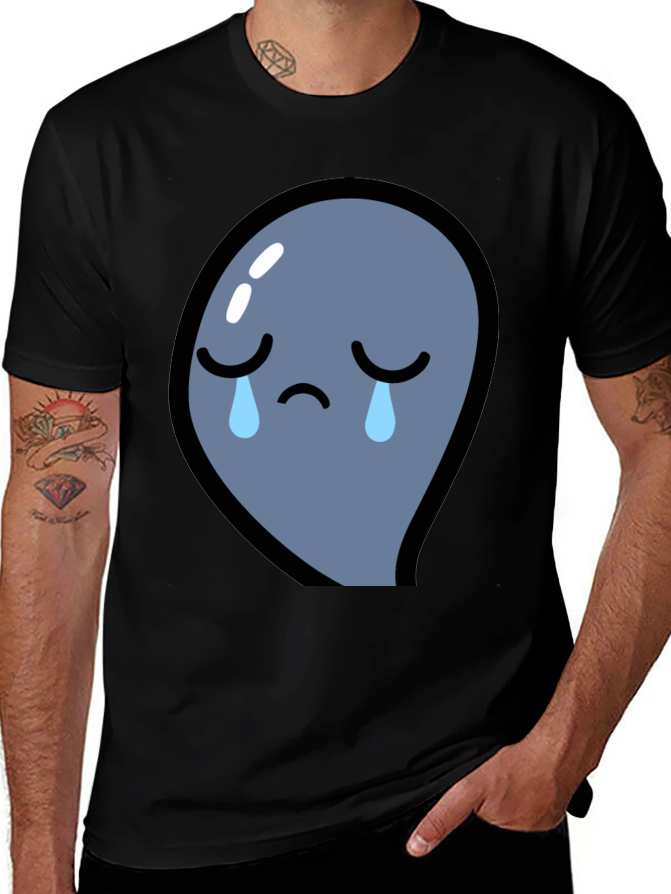 Sad Blob T-Shirt - Black Cotton Blend