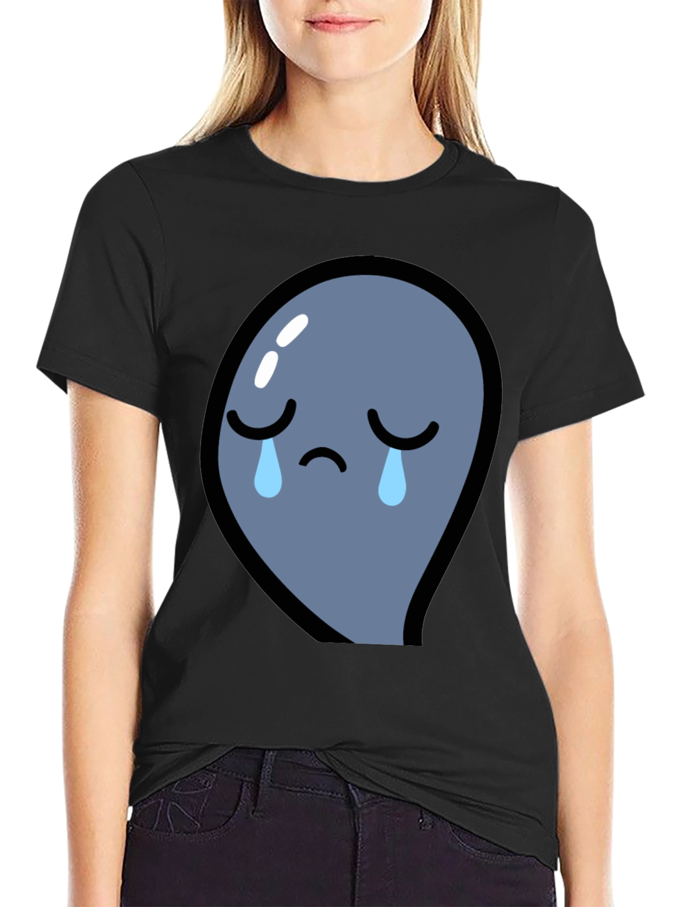 Sad Blob T-Shirt - Black Cotton Blend