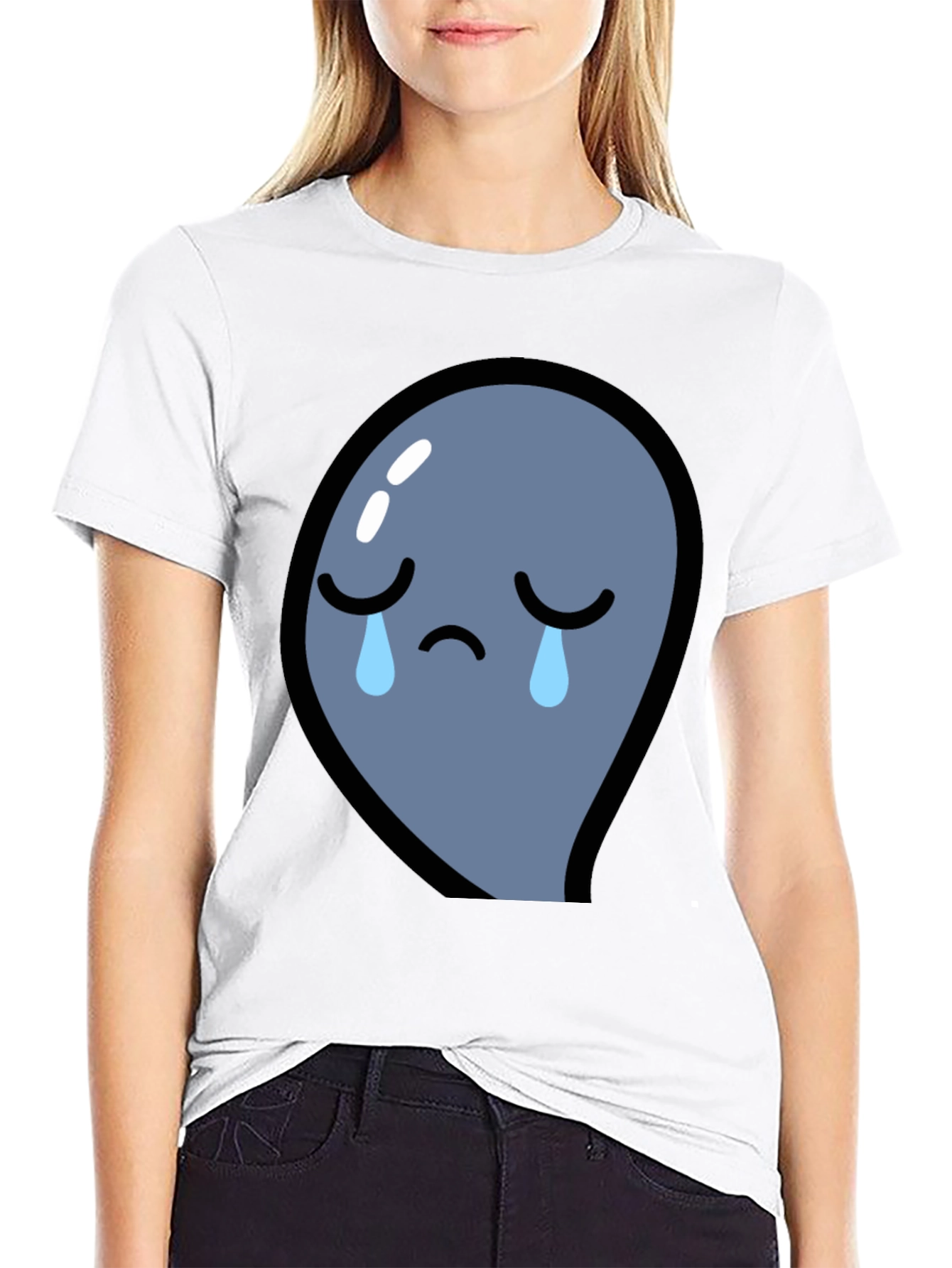 Sad Blob T-Shirt - Black Cotton Blend