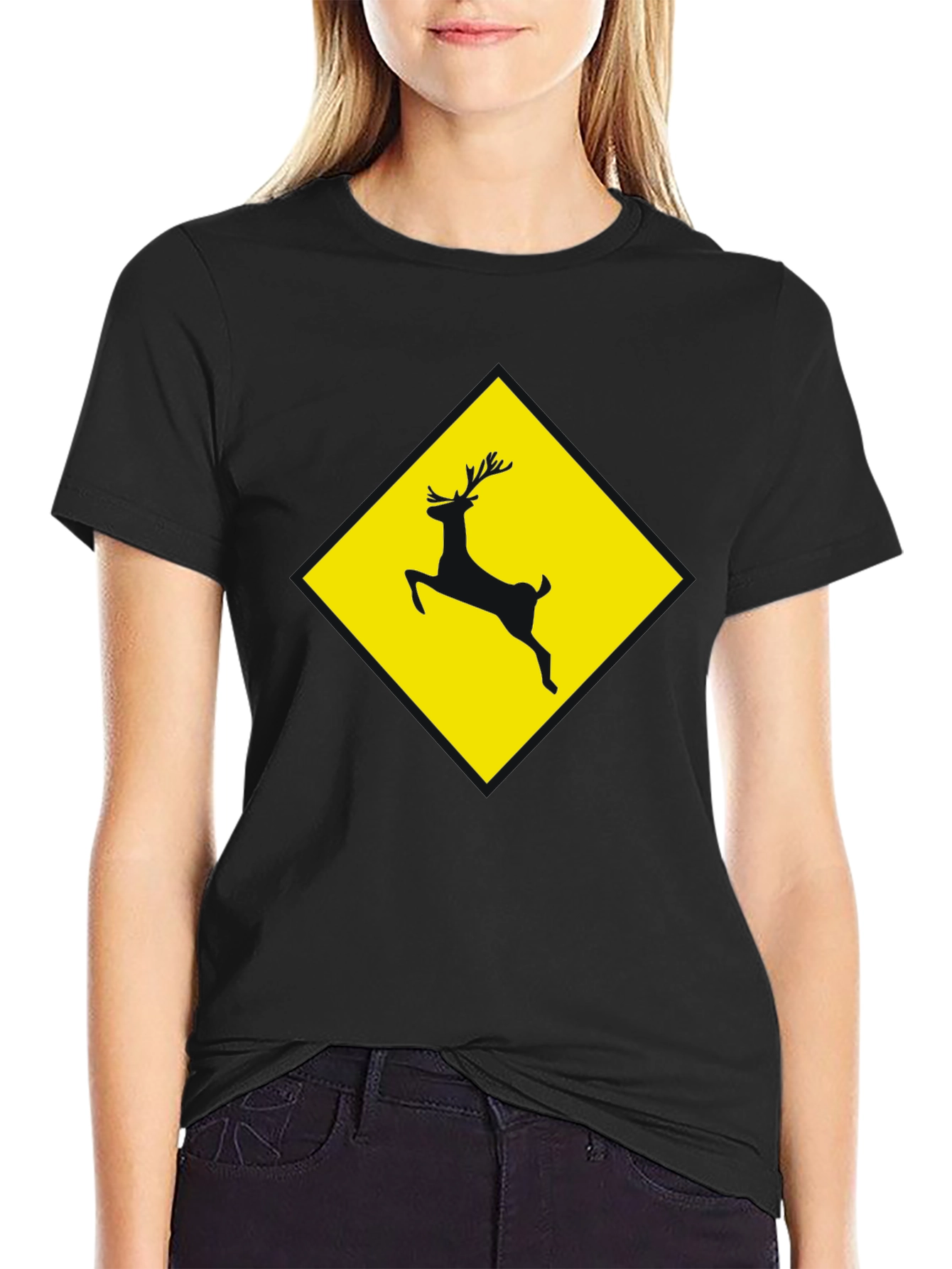 Deer Crossing Graphic Tee - Black