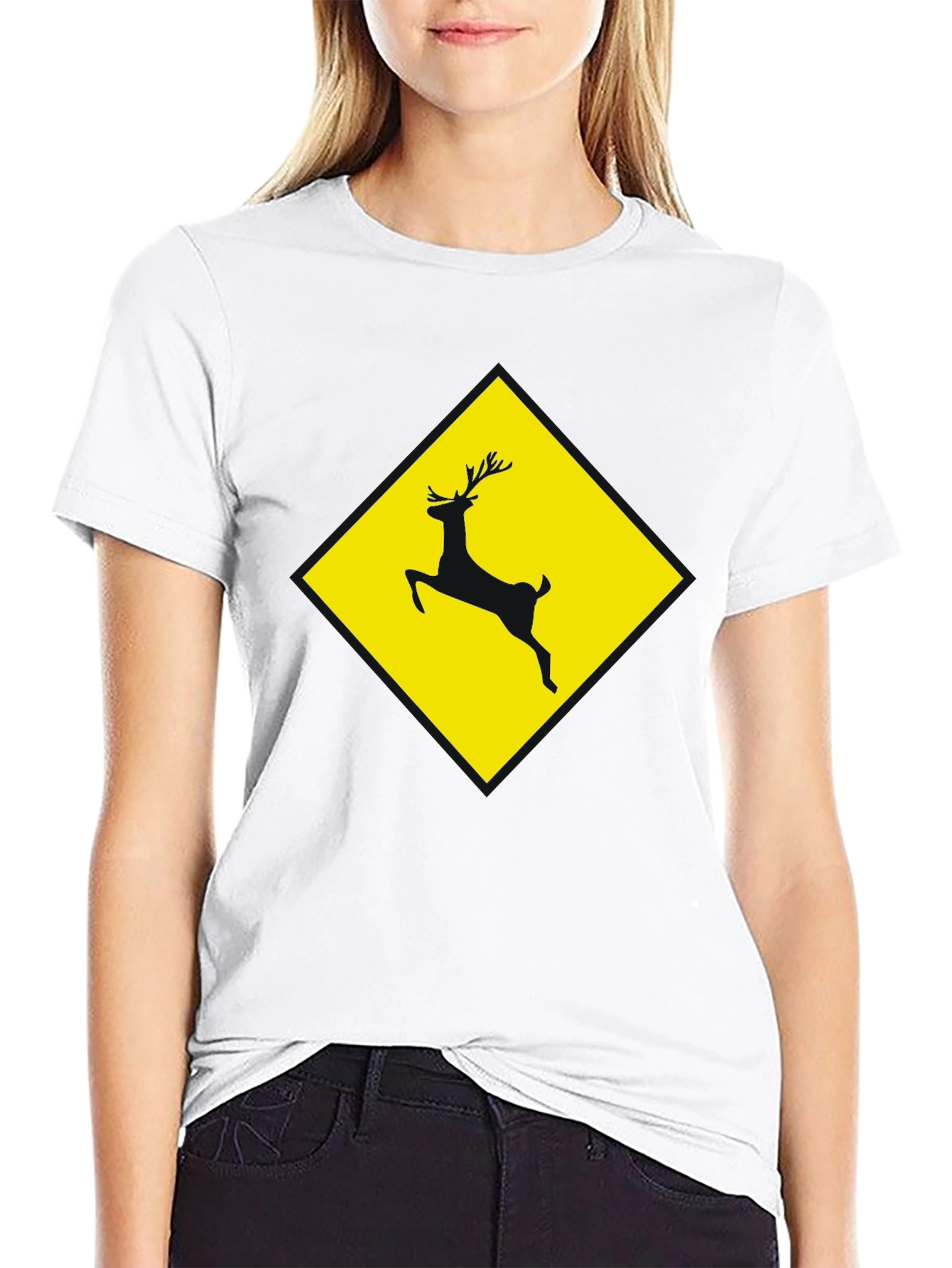 Deer Crossing Graphic Tee - Black