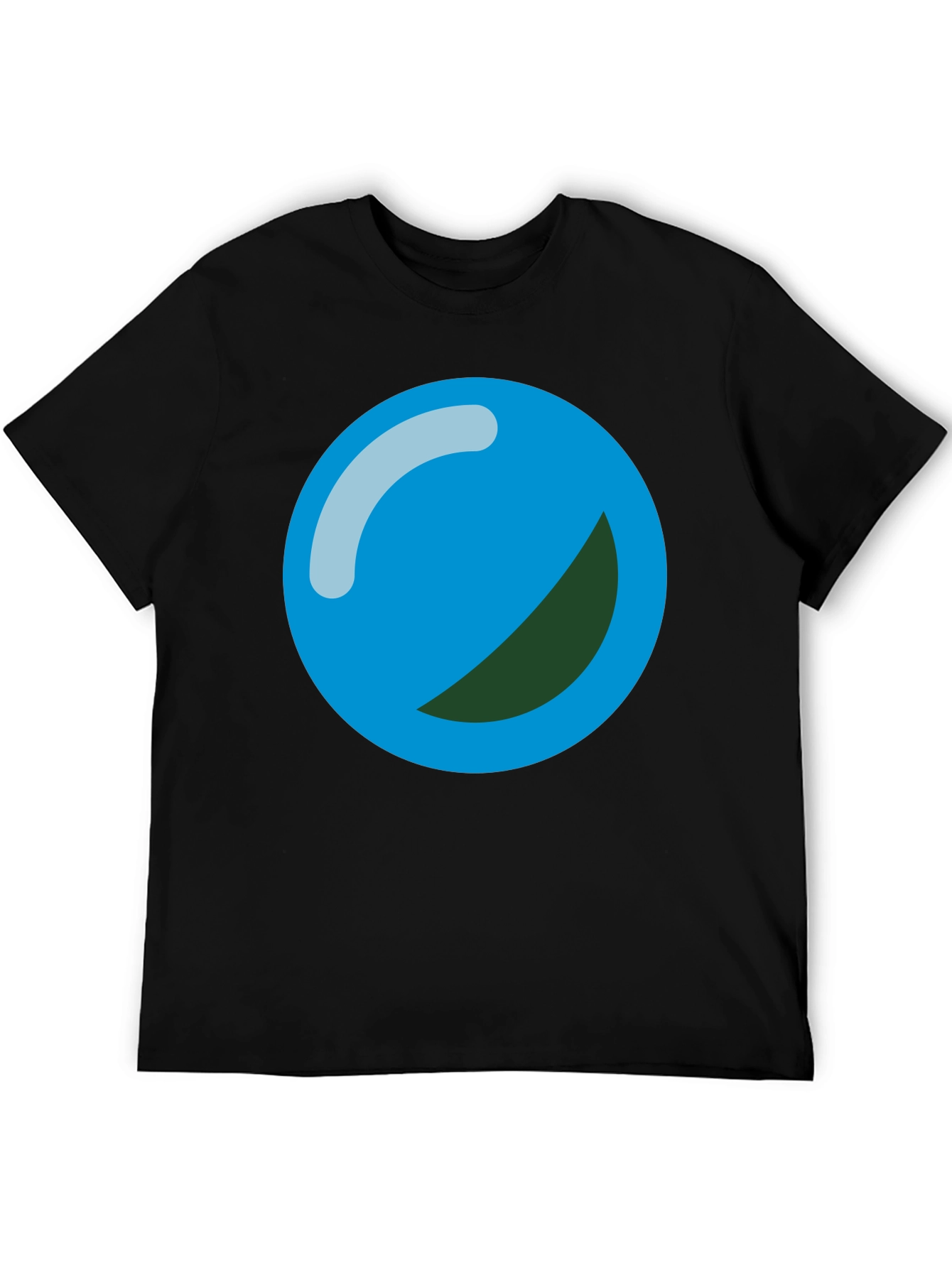 Blue Ball Graphic Print Black T-Shirt
