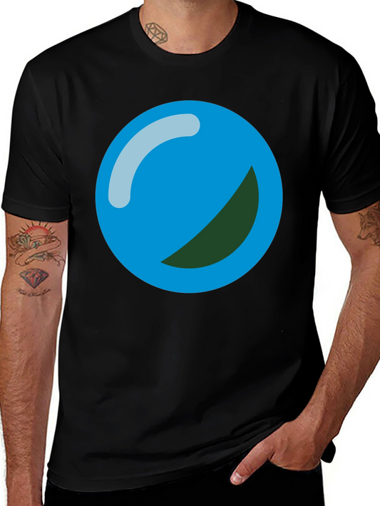 Blue Ball Graphic Print Black T-Shirt