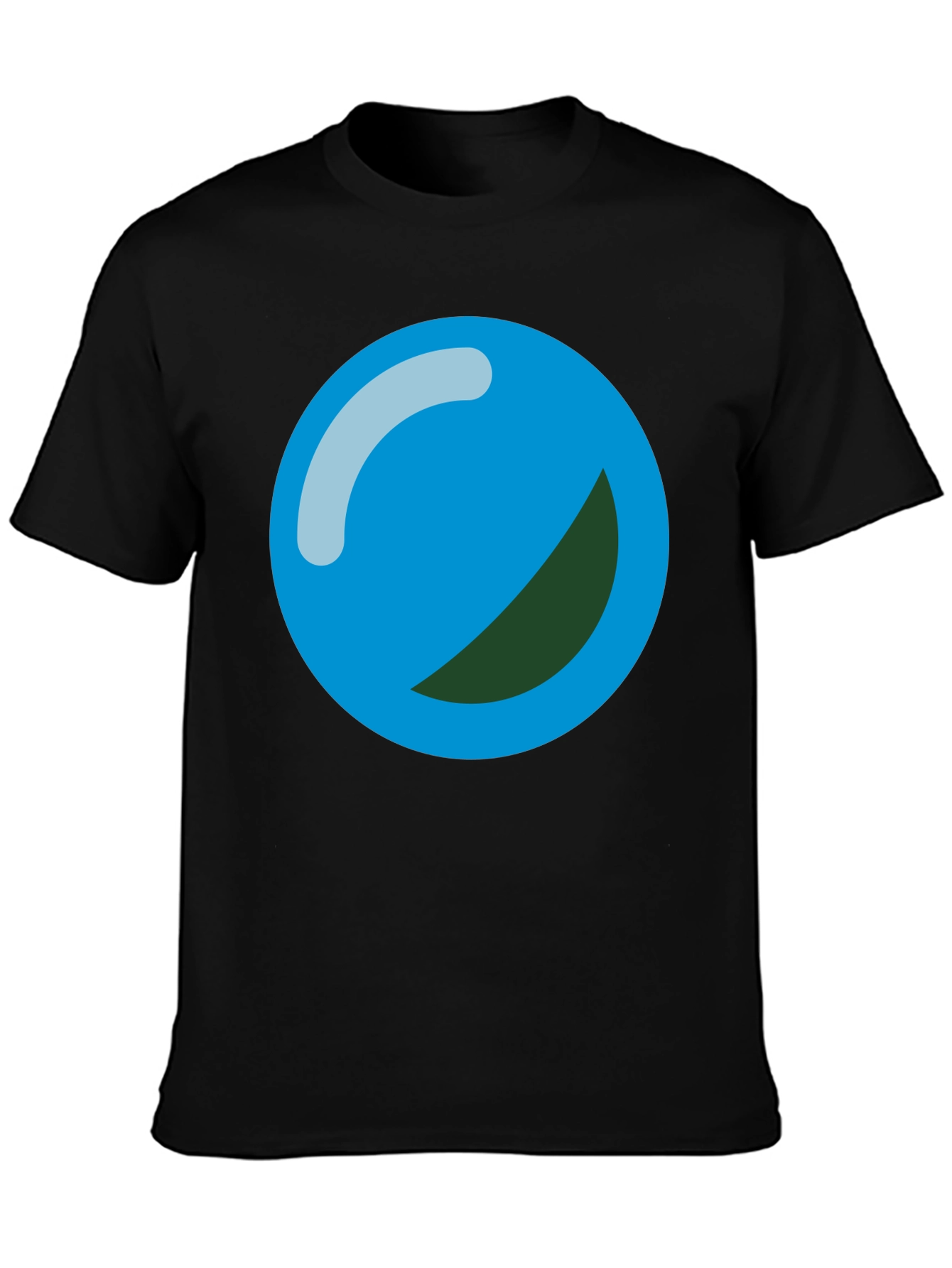 Blue Ball Graphic Print Black T-Shirt