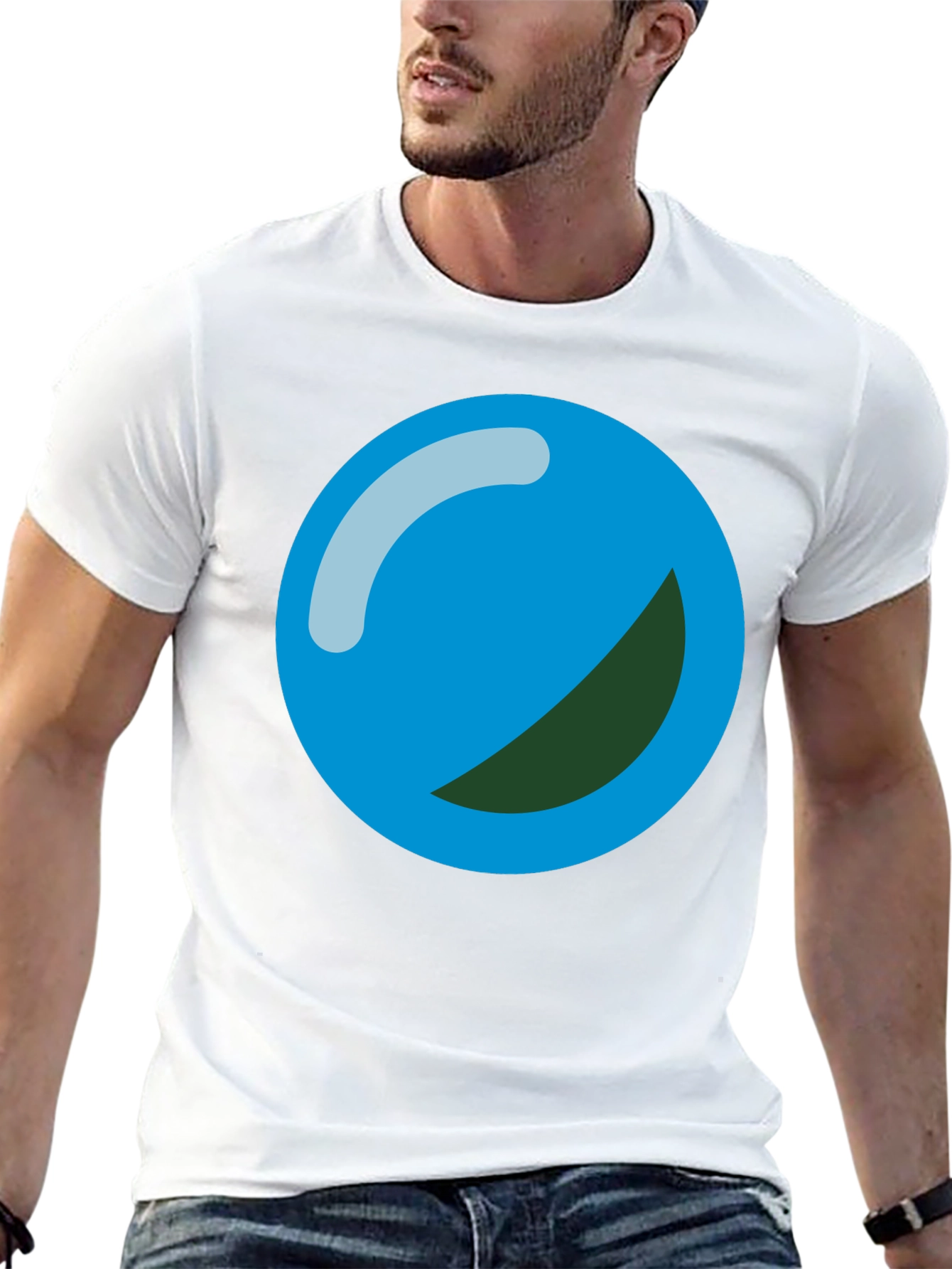 Blue Ball Graphic Print Black T-Shirt