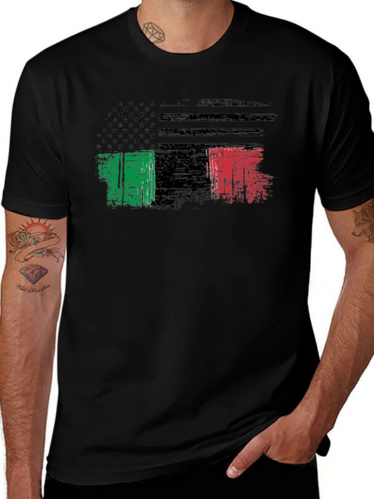 Distressed USA Italy Flag Graphic T-Shirt