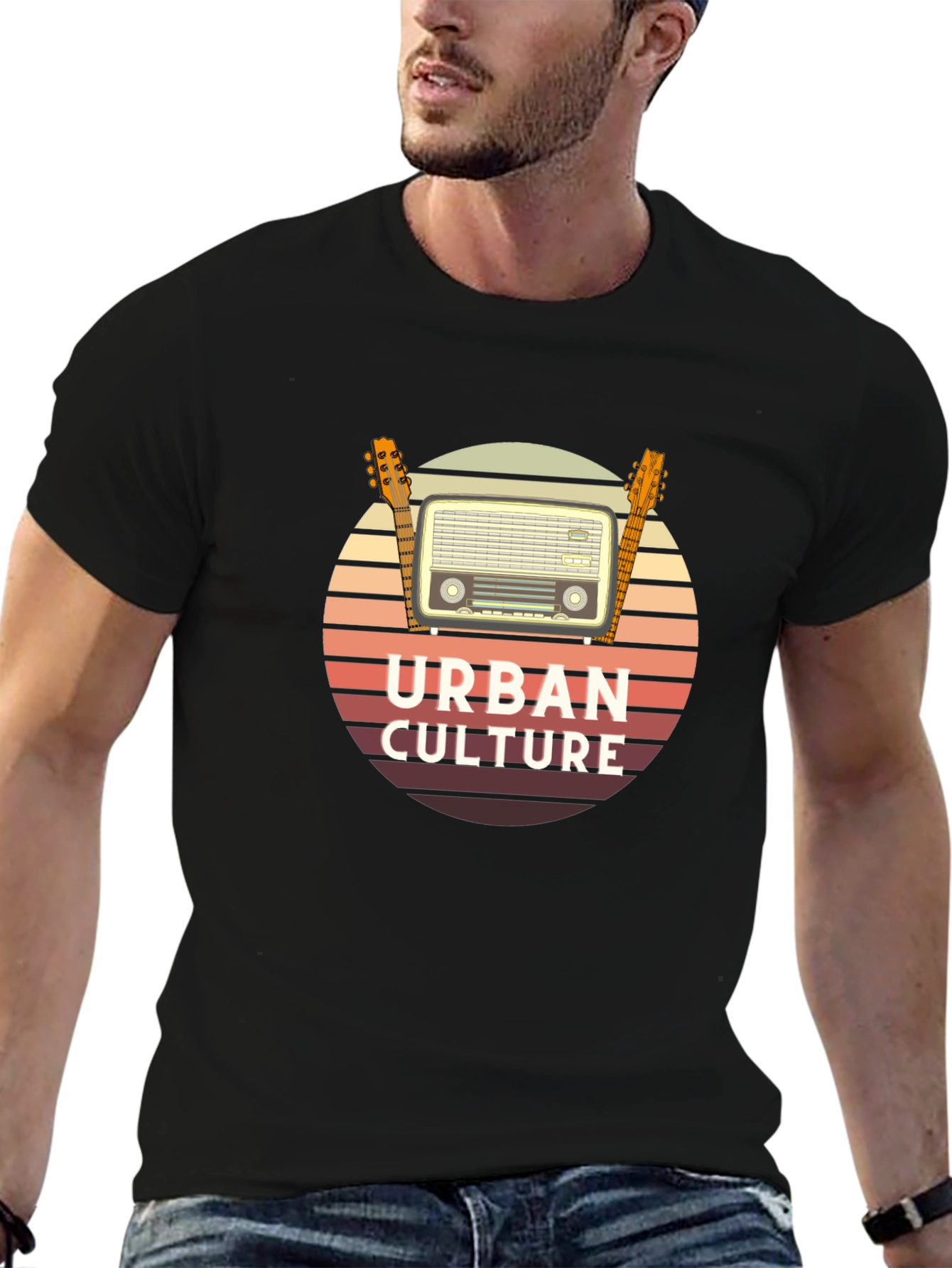Urban Culture Retro Radio & Guitar T-Shirt