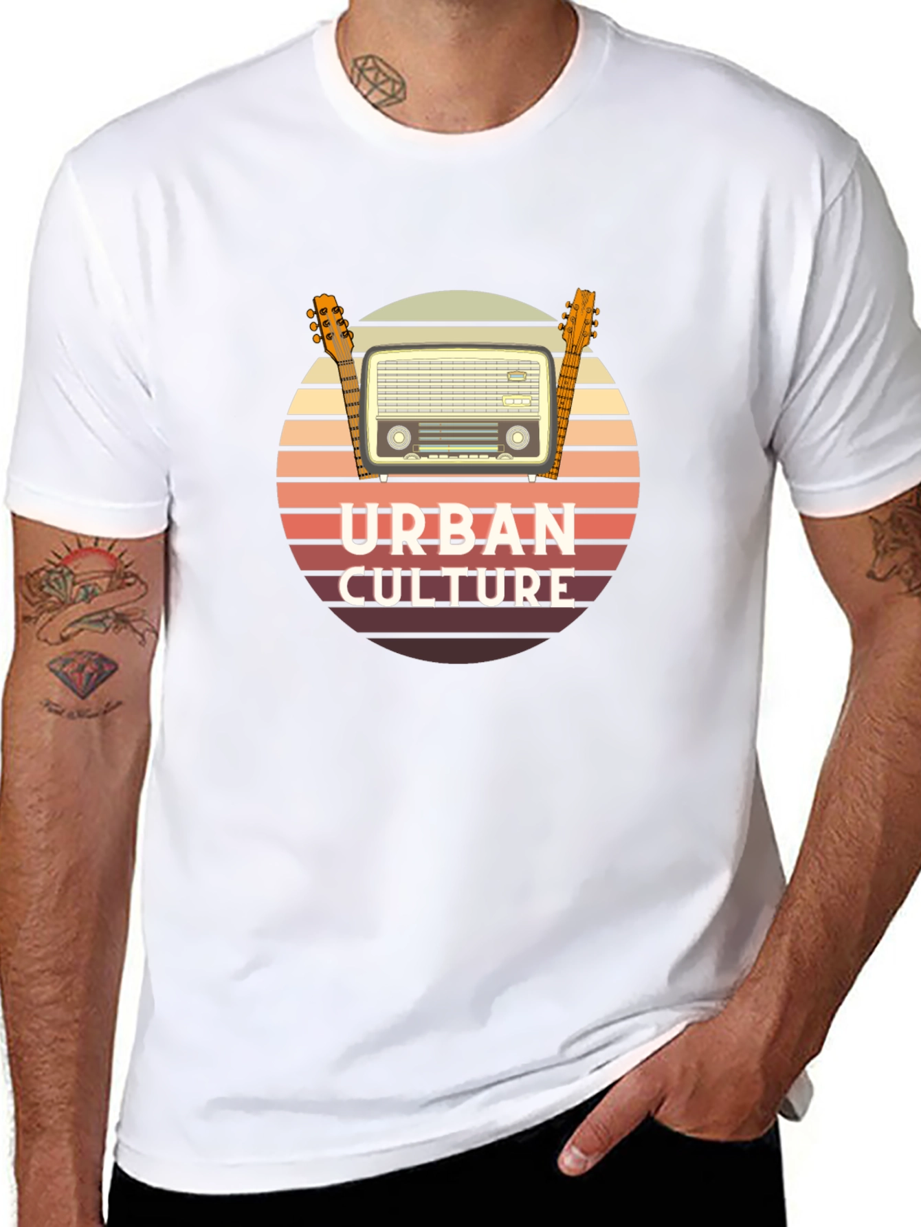 Urban Culture Retro Radio & Guitar T-Shirt