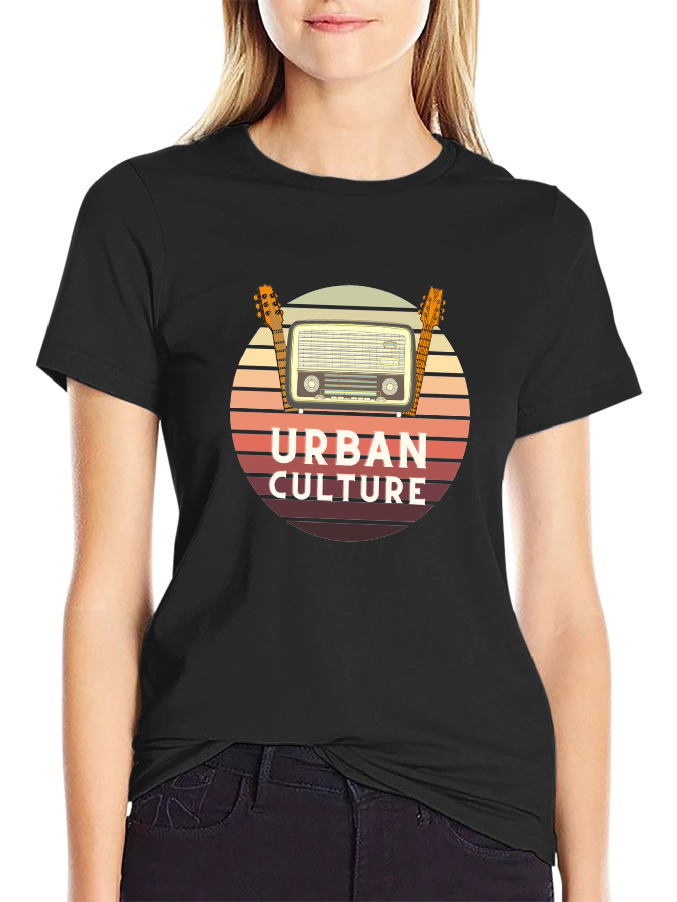 Urban Culture Retro Radio & Guitar T-Shirt