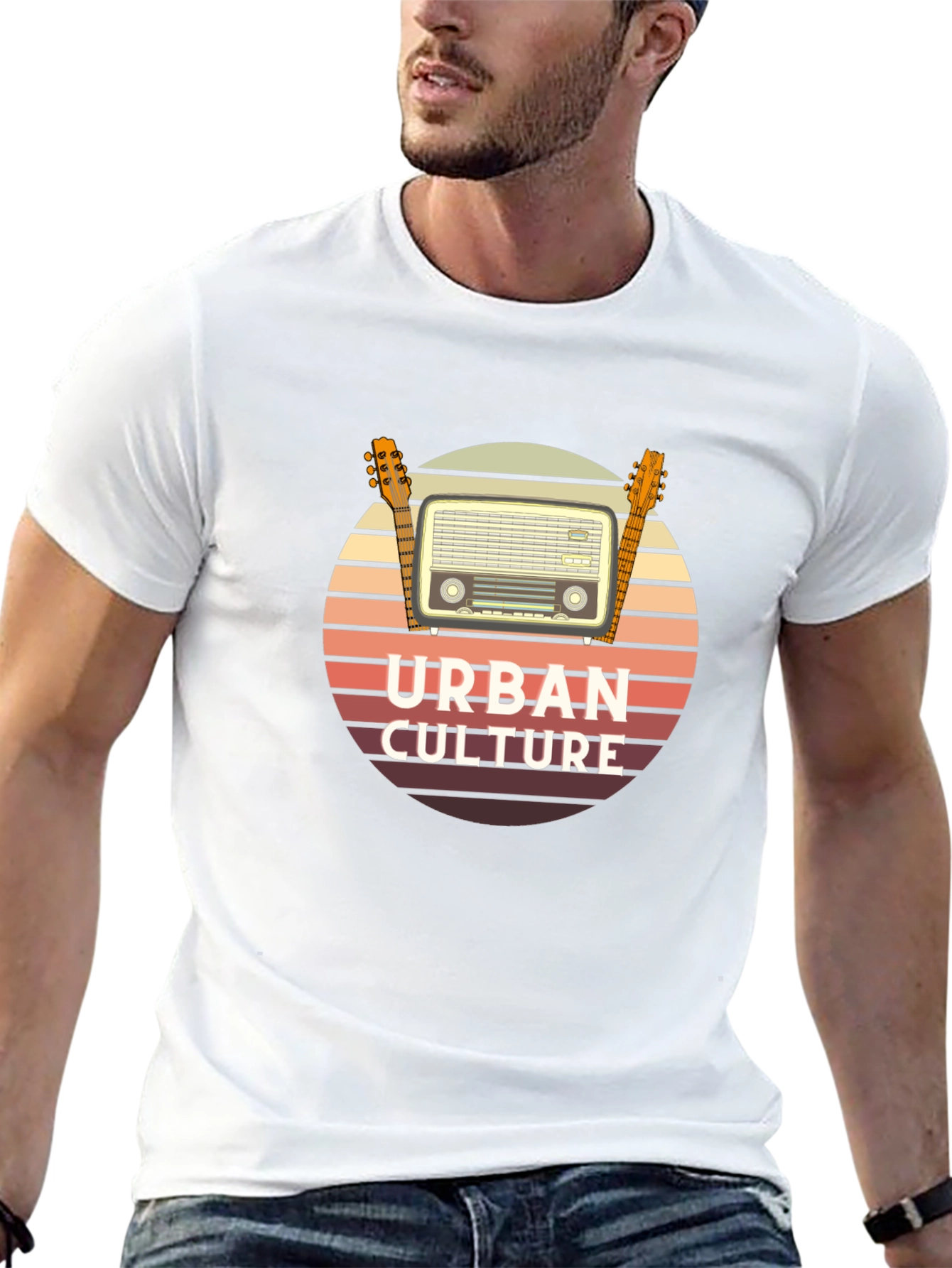 Urban Culture Retro Radio & Guitar T-Shirt