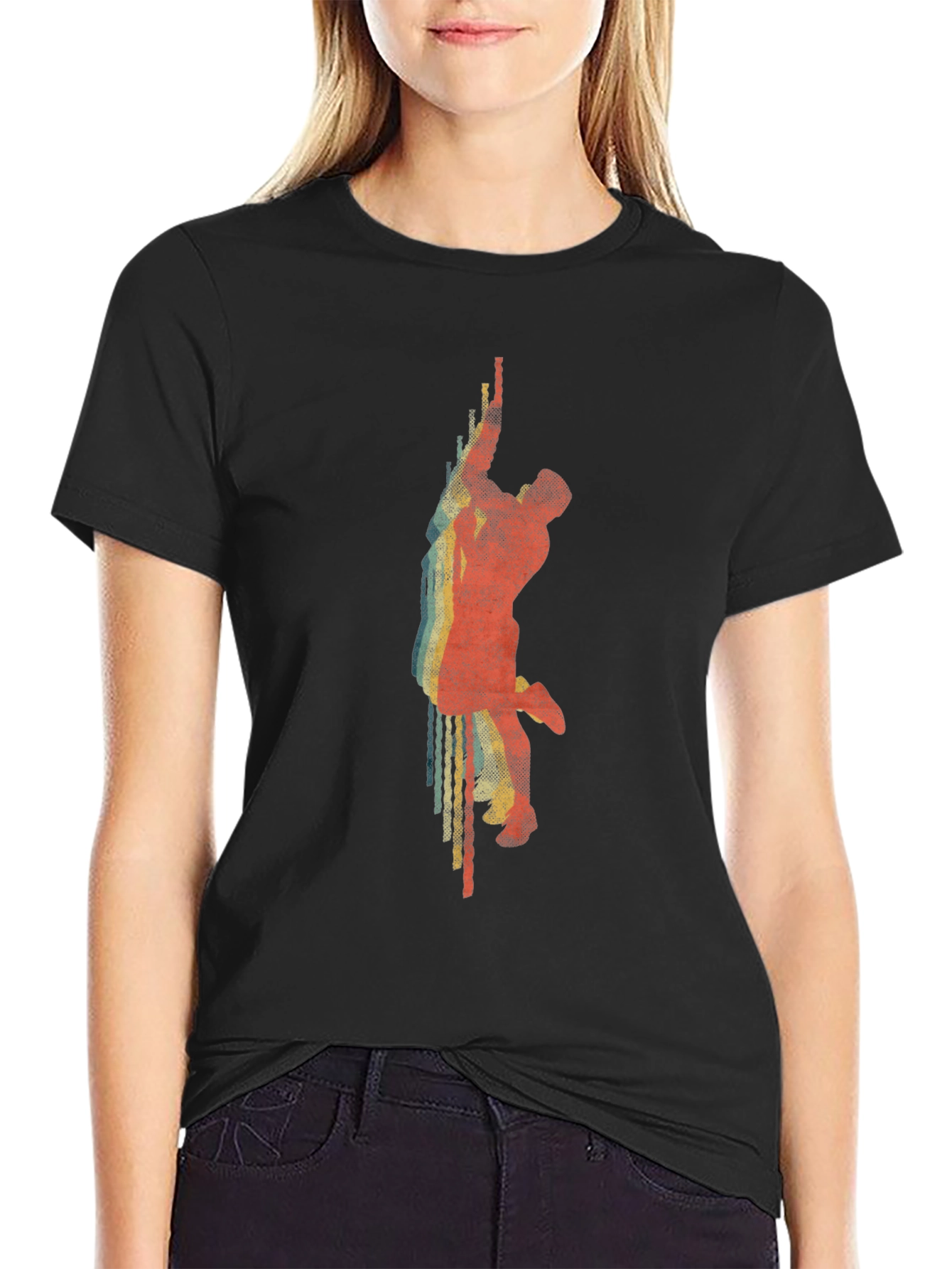 Retro Climber Graphic Tee - Classic Black T-Shirt