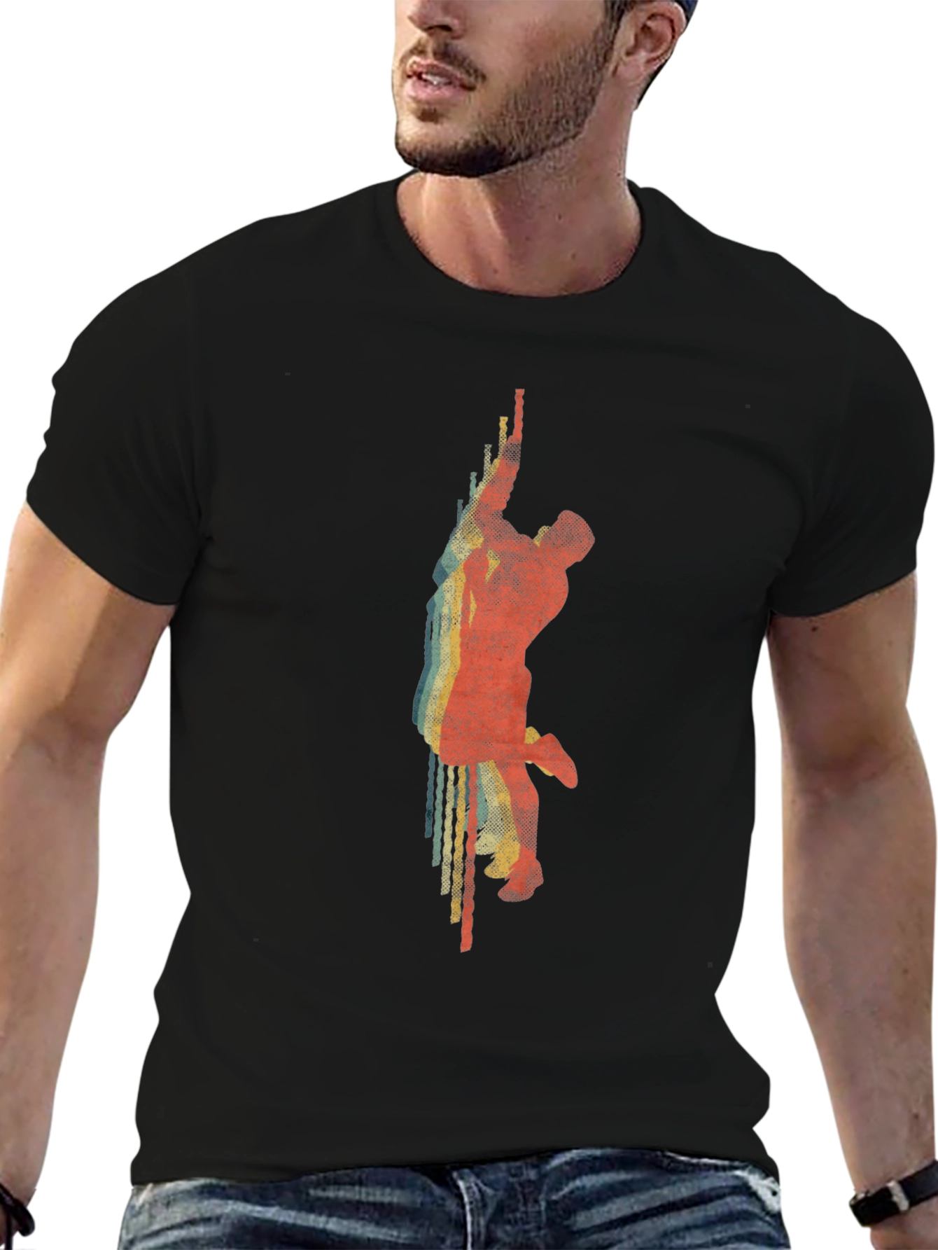 Retro Climber Graphic Tee - Classic Black T-Shirt