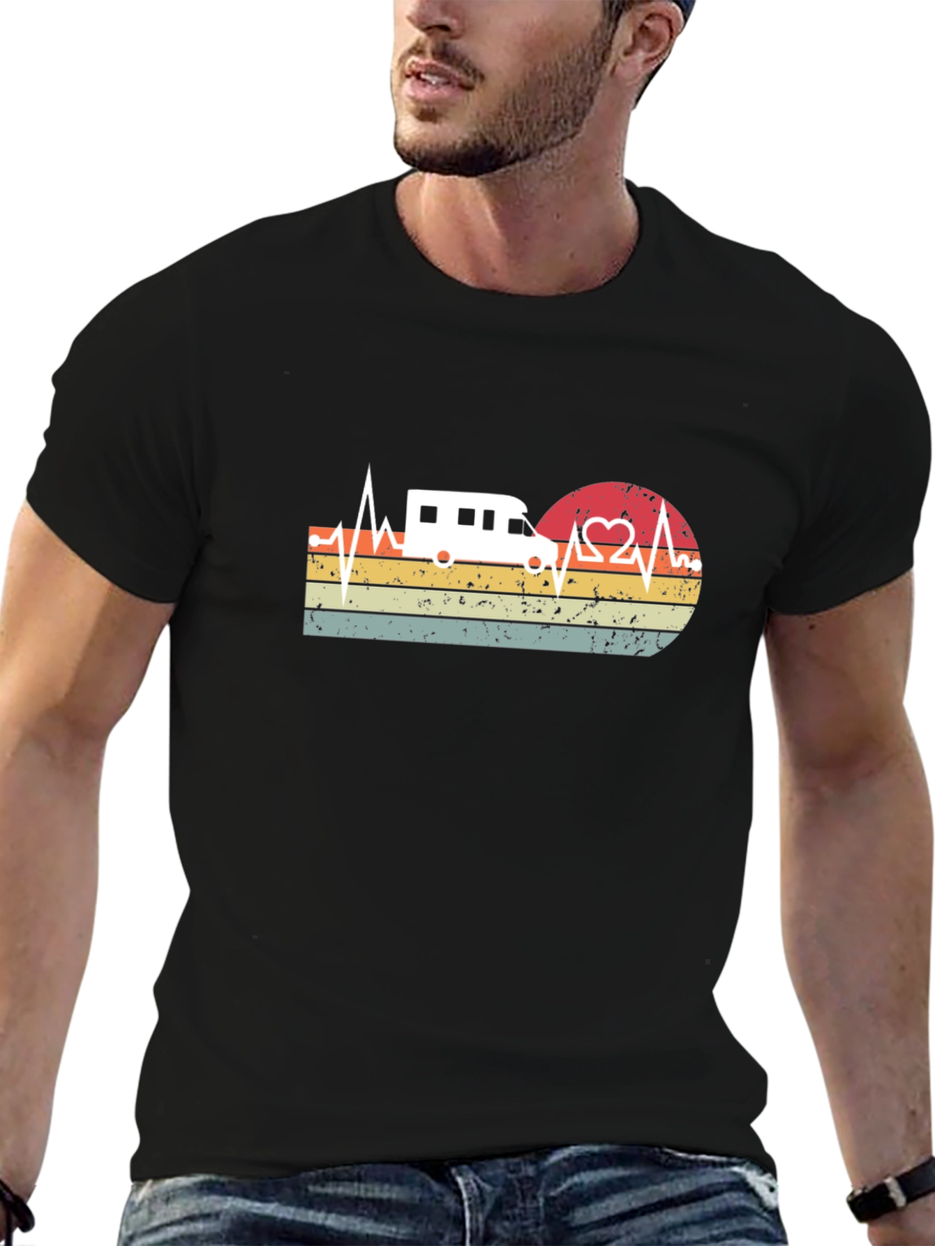 Retro Camping RV Heartbeat T-Shirt