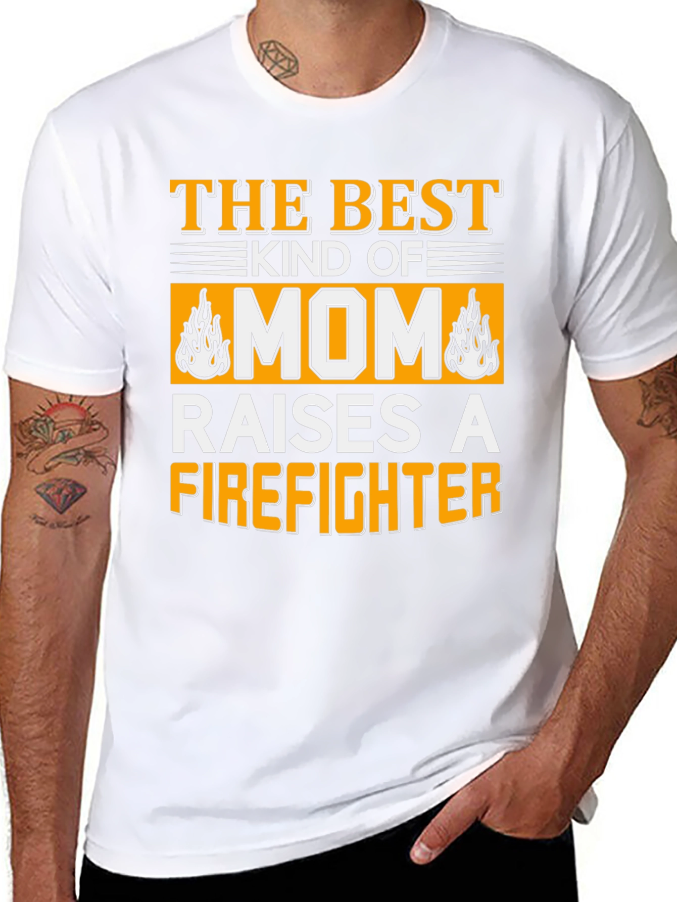 Best Mom Raises a Firefighter Graphic T-Shirt