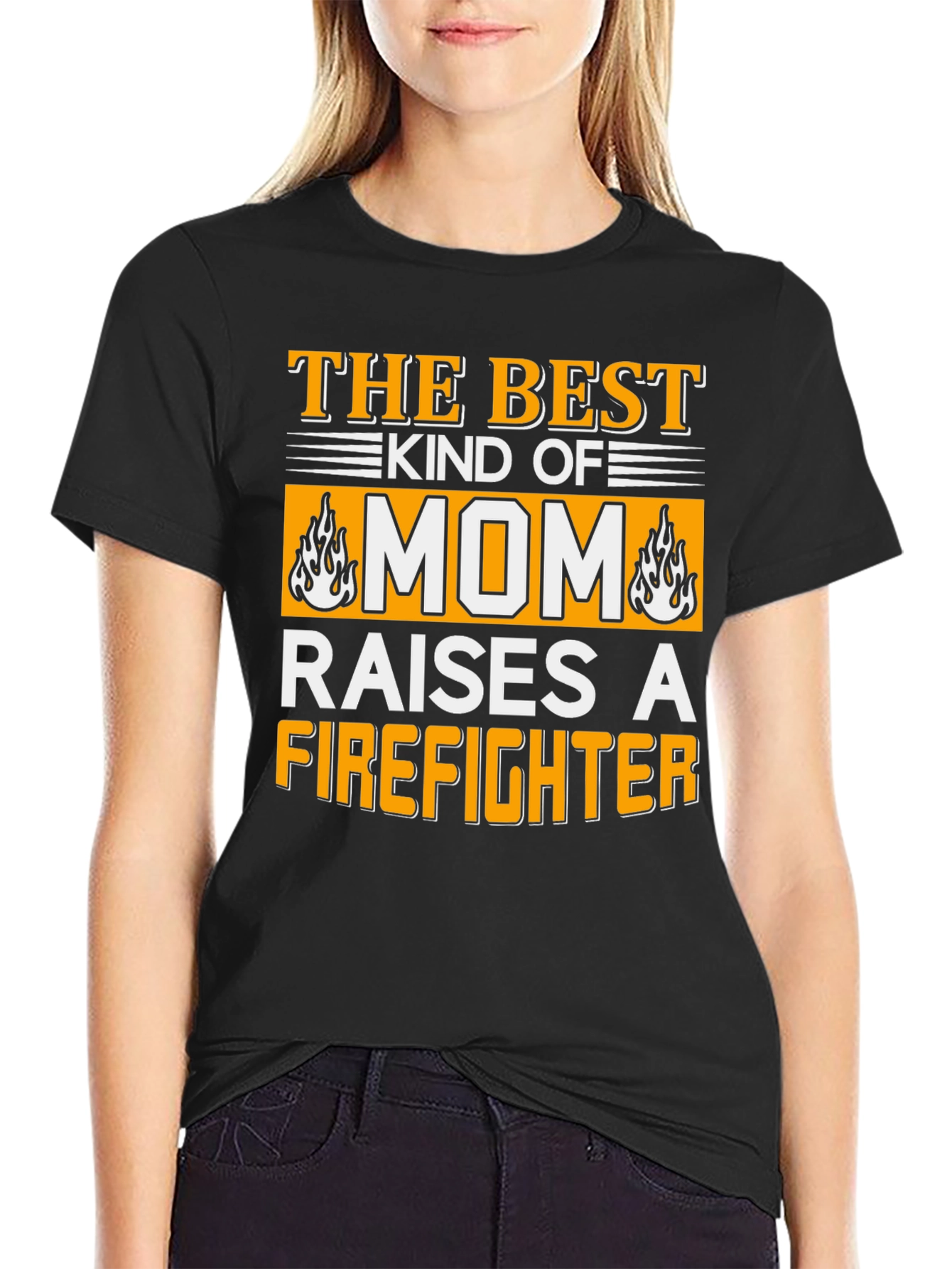 Best Mom Raises a Firefighter Graphic T-Shirt