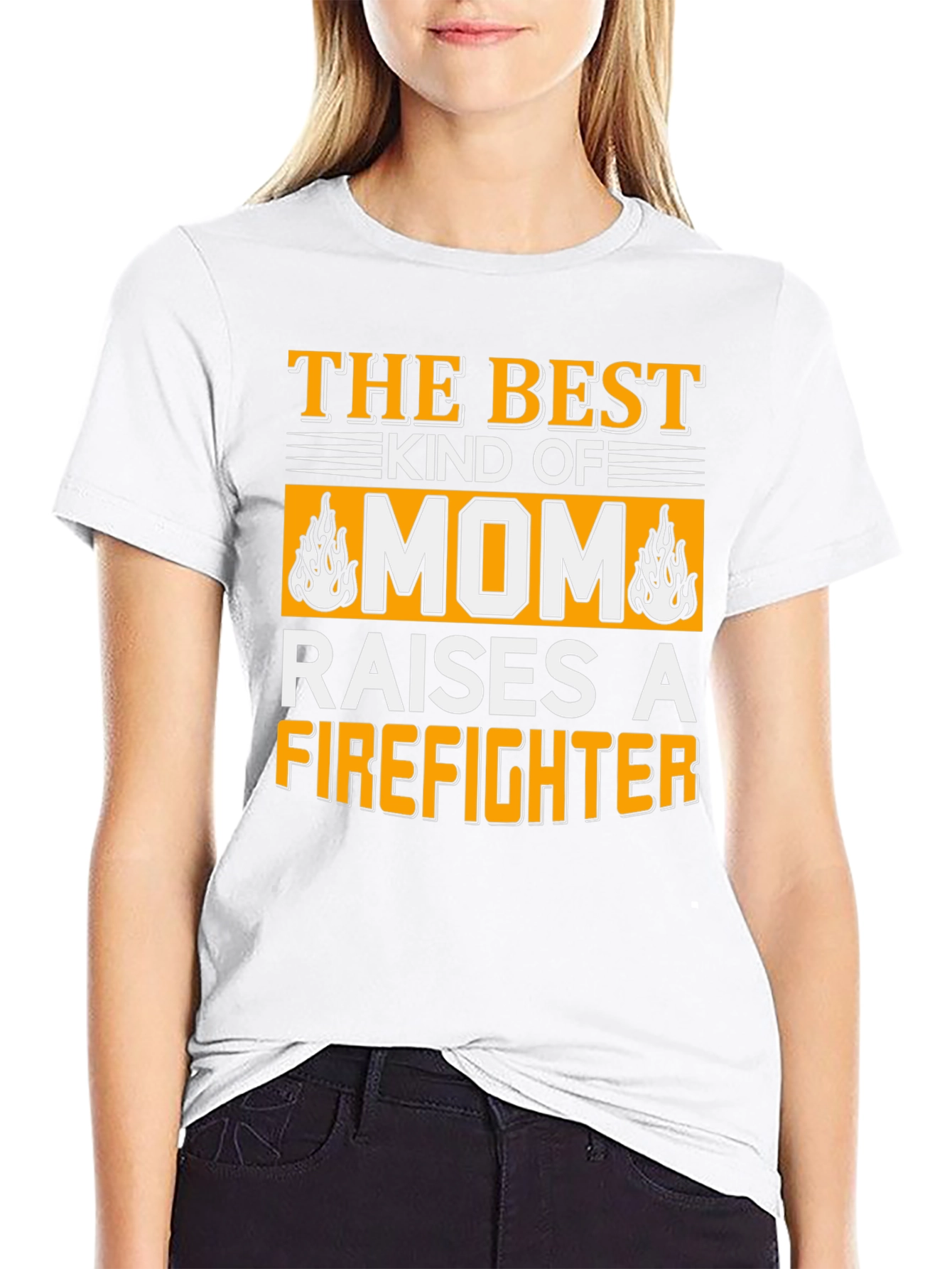 Best Mom Raises a Firefighter Graphic T-Shirt