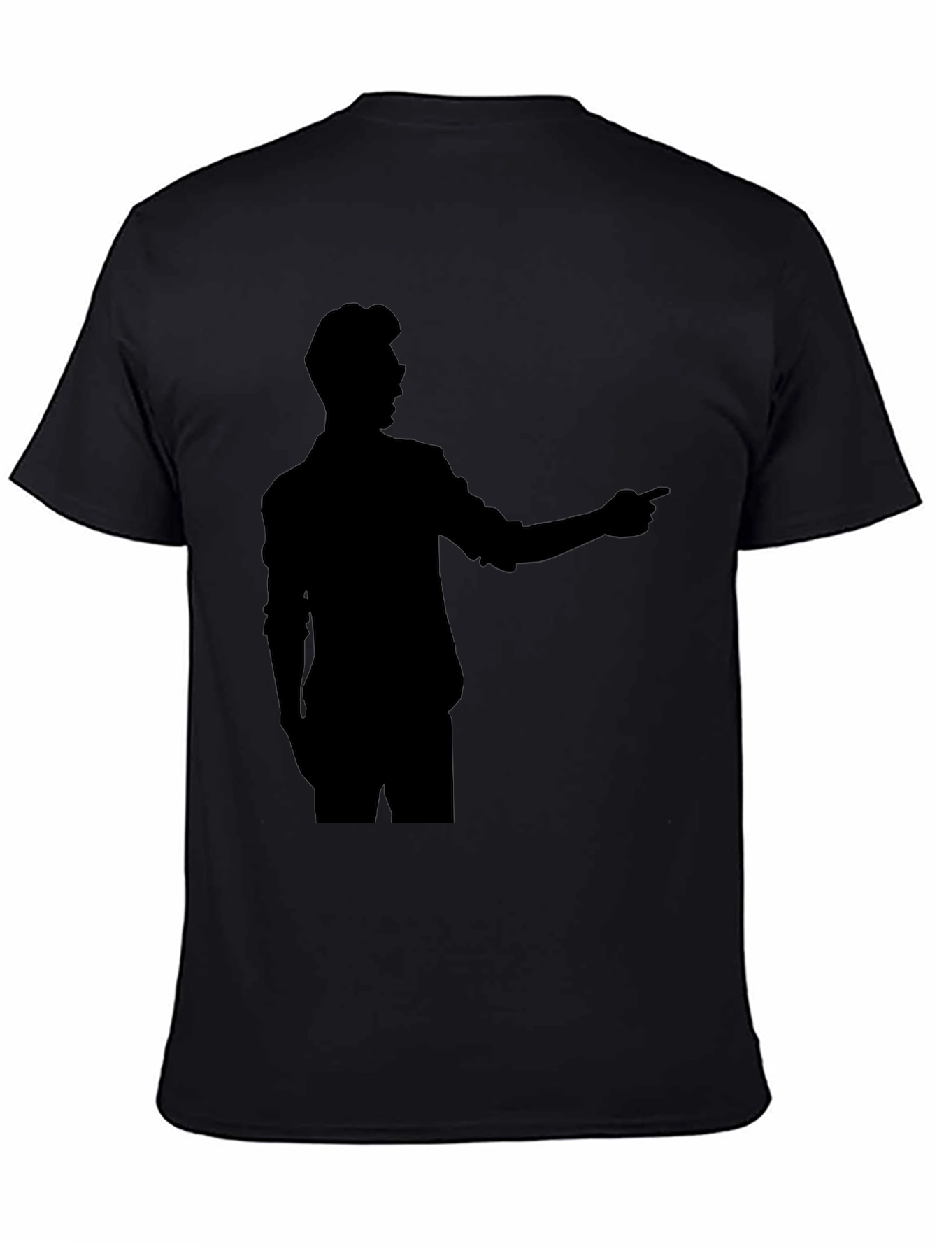 Silhouette Man Pointing Black T-Shirt