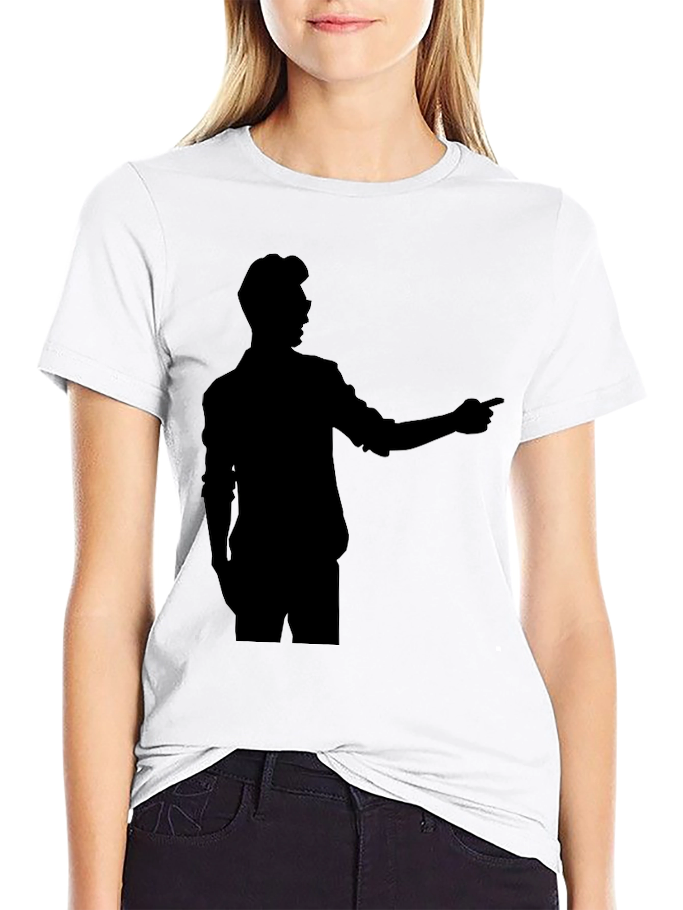 Silhouette Man Pointing Black T-Shirt