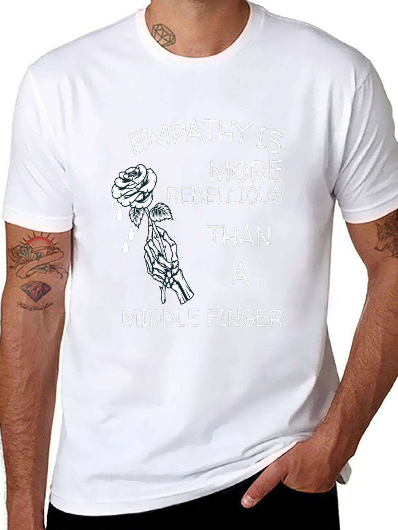 Empathy Rose Graphic T-Shirt - Rebellious Statement Tee