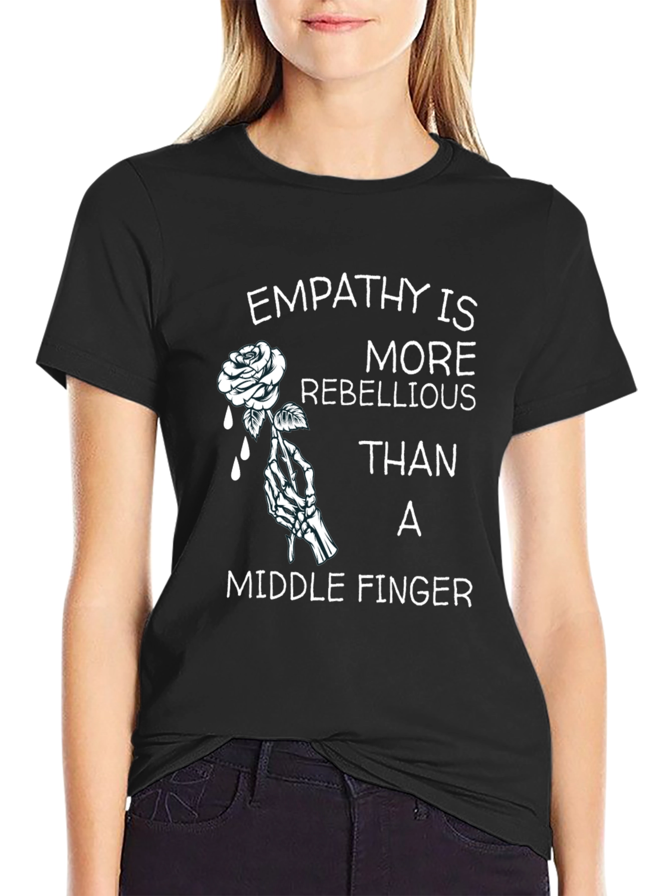 Empathy Rose Graphic T-Shirt - Rebellious Statement Tee