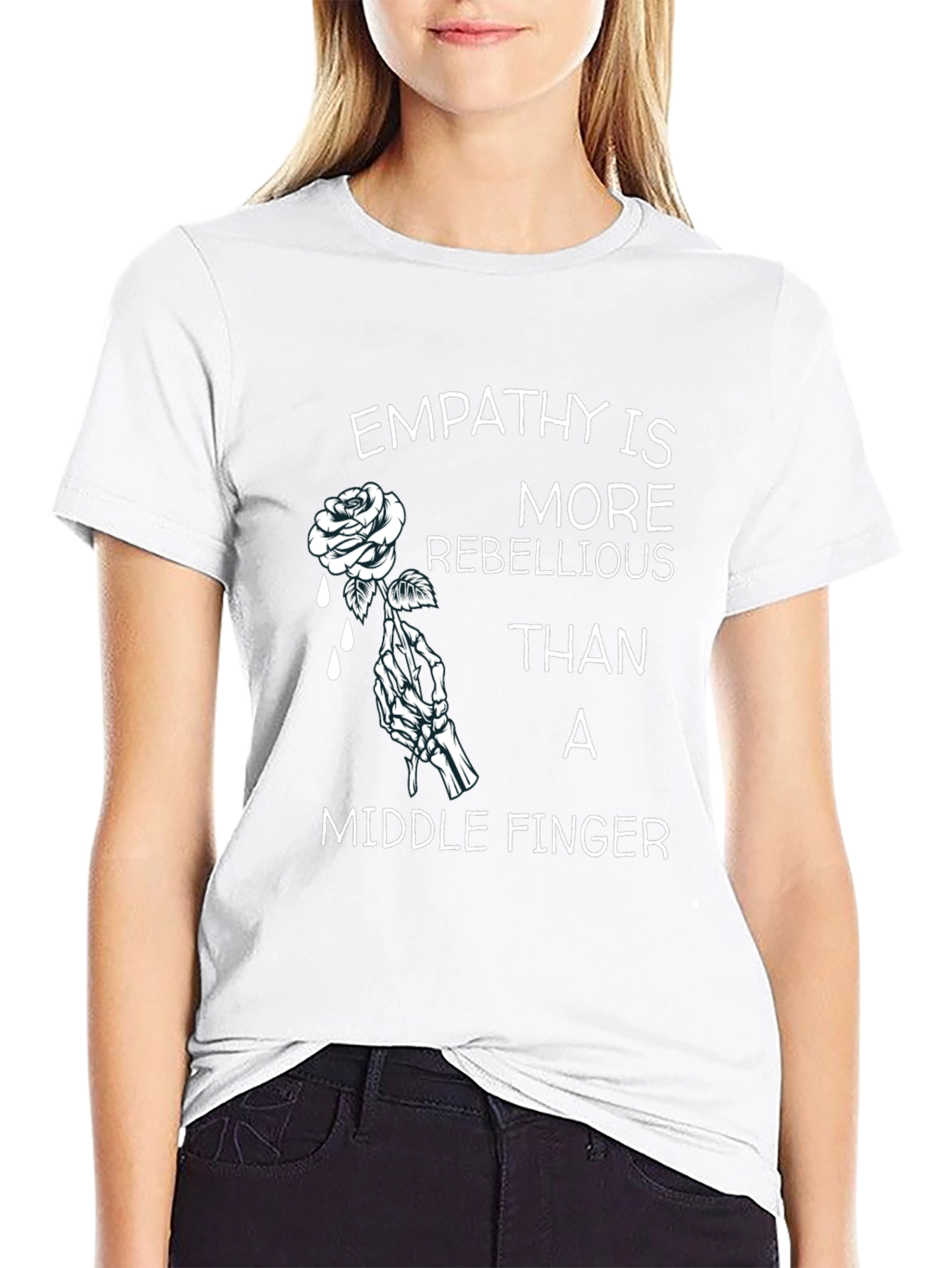 Empathy Rose Graphic T-Shirt - Rebellious Statement Tee
