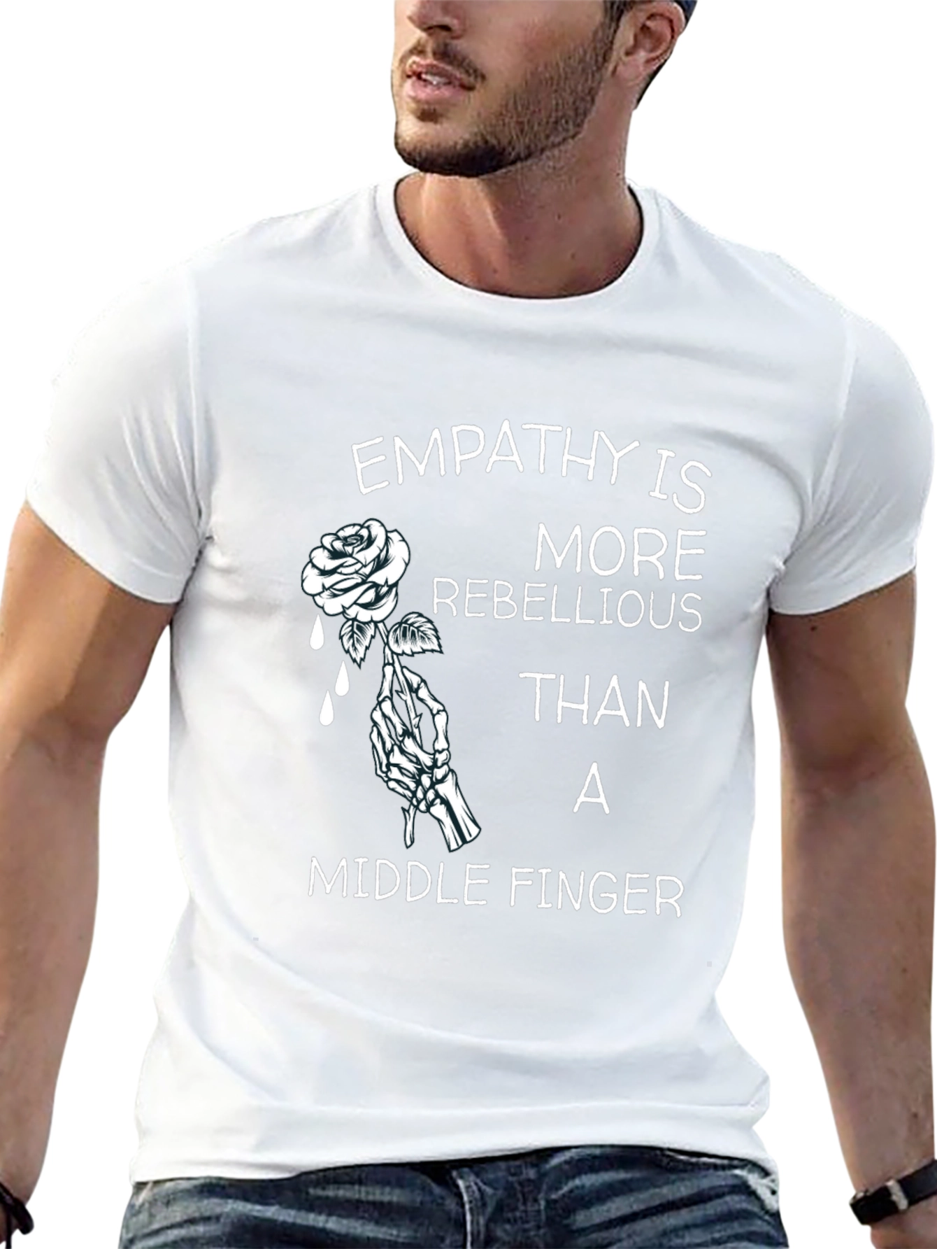 Empathy Rose Graphic T-Shirt - Rebellious Statement Tee