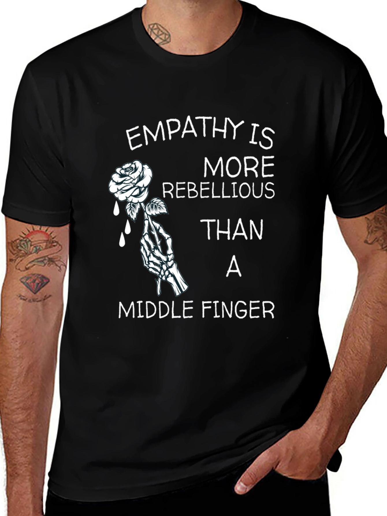 Empathy Rose Graphic T-Shirt - Rebellious Statement Tee
