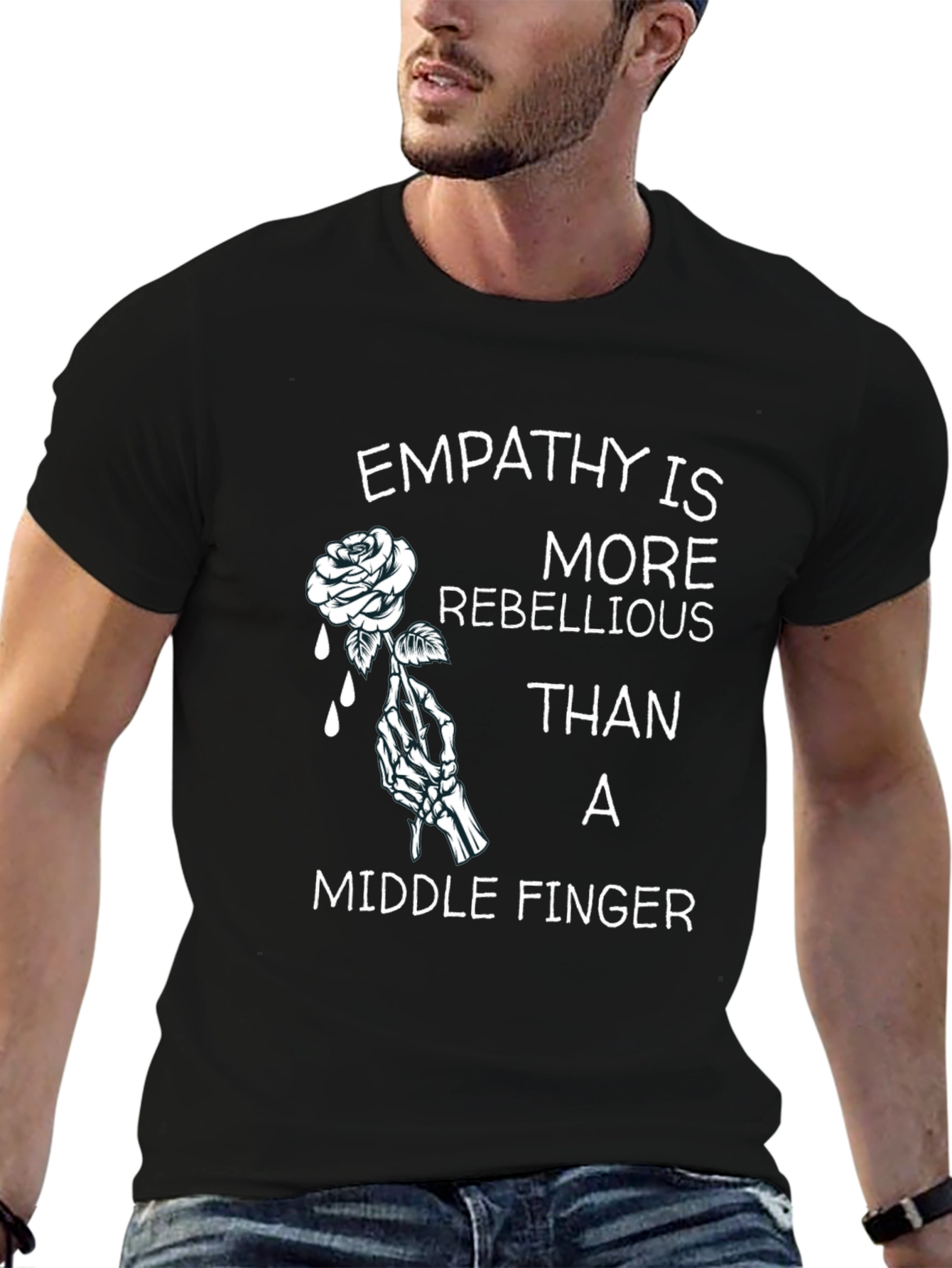 Empathy Rose Graphic T-Shirt - Rebellious Statement Tee