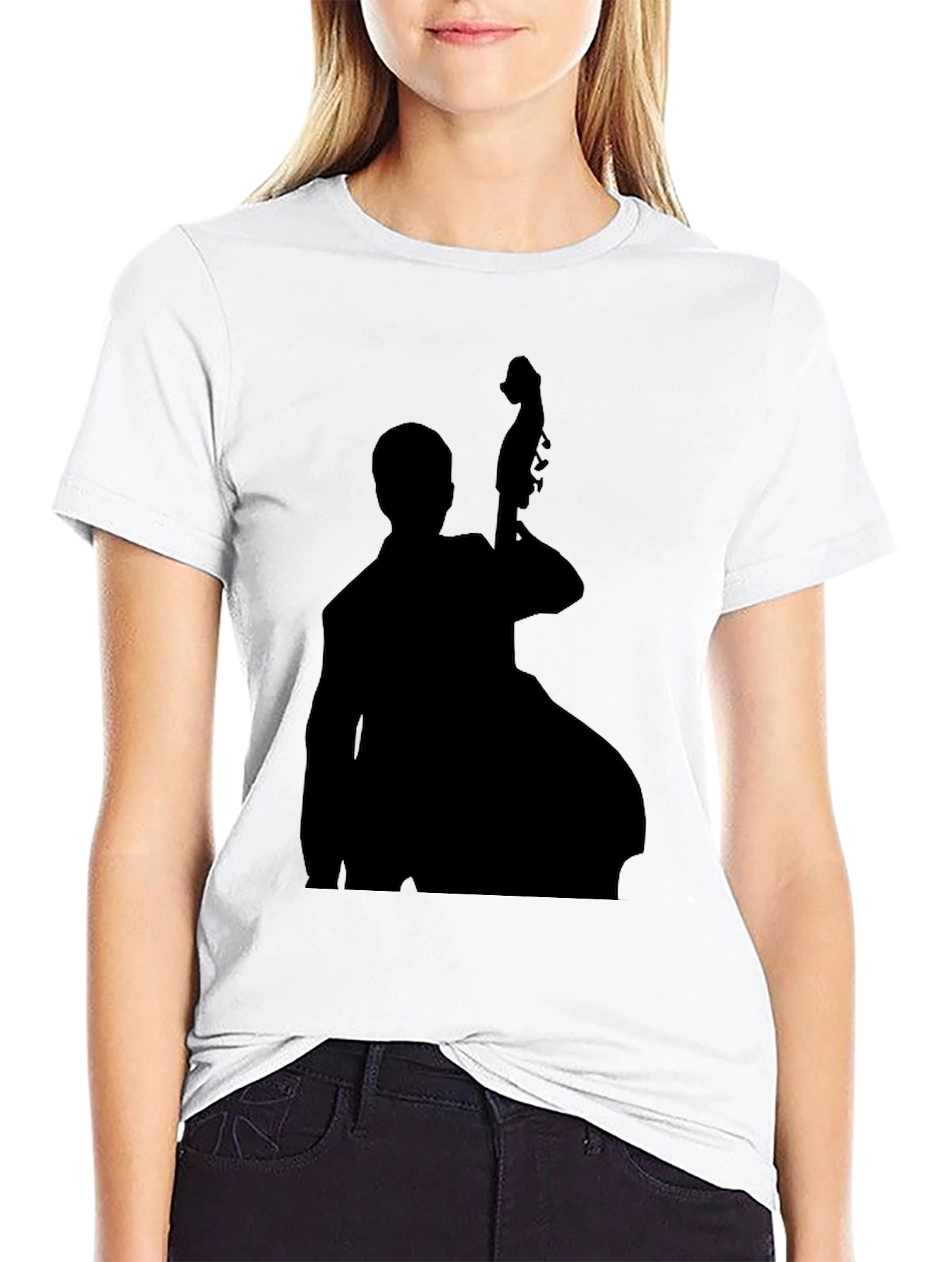 Bass Player Silhouette Black T-Shirt
