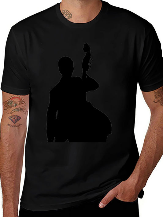 Bass Player Silhouette Black T-Shirt