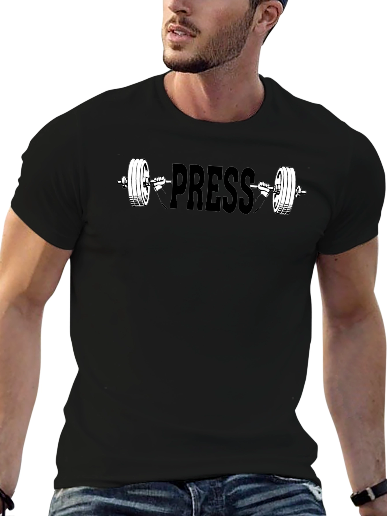 PRESS Black T-Shirt - Weightlifting Gym Apparel