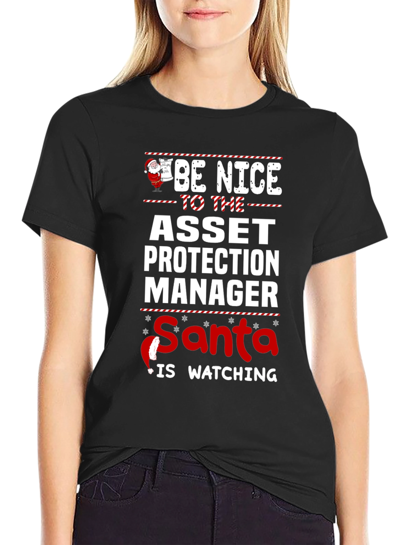 Be Nice Asset Protection Manager Santa Watching T-Shirt