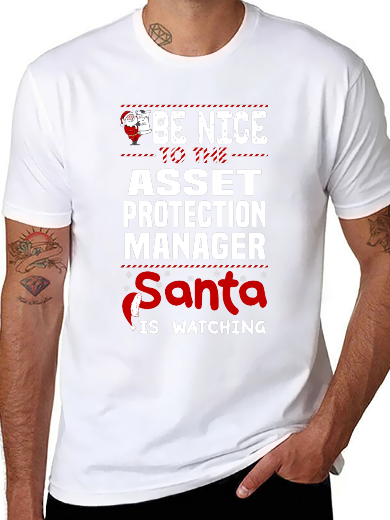 Be Nice Asset Protection Manager Santa Watching T-Shirt