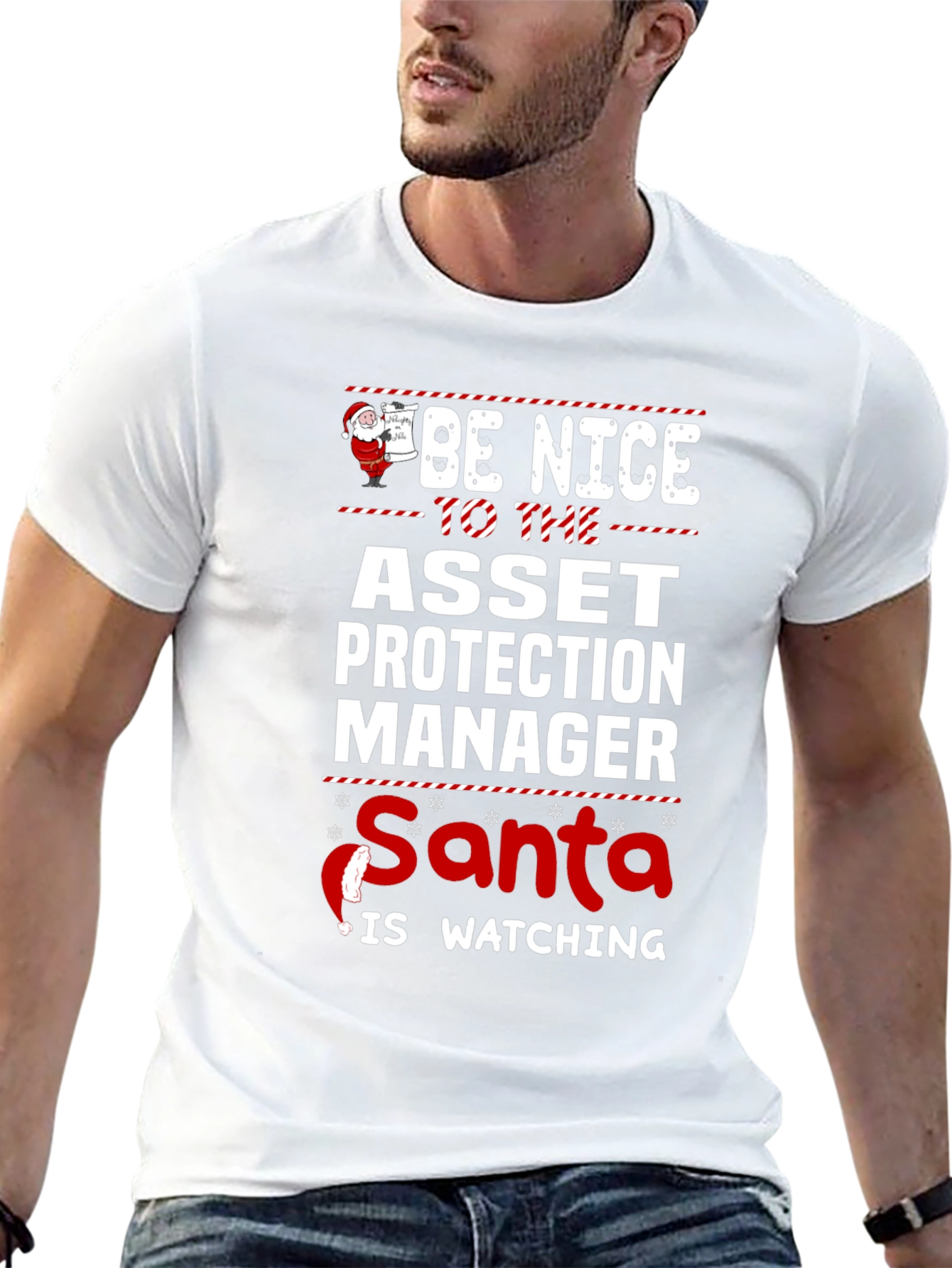 Be Nice Asset Protection Manager Santa Watching T-Shirt