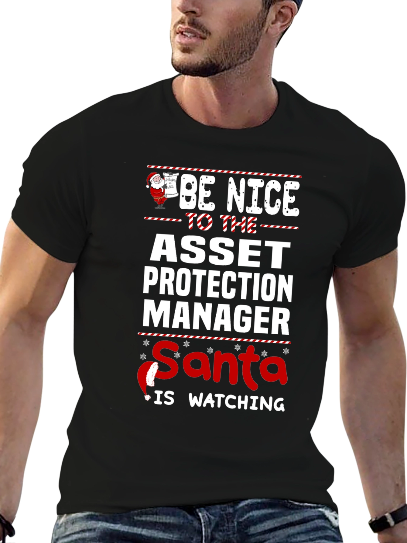 Be Nice Asset Protection Manager Santa Watching T-Shirt
