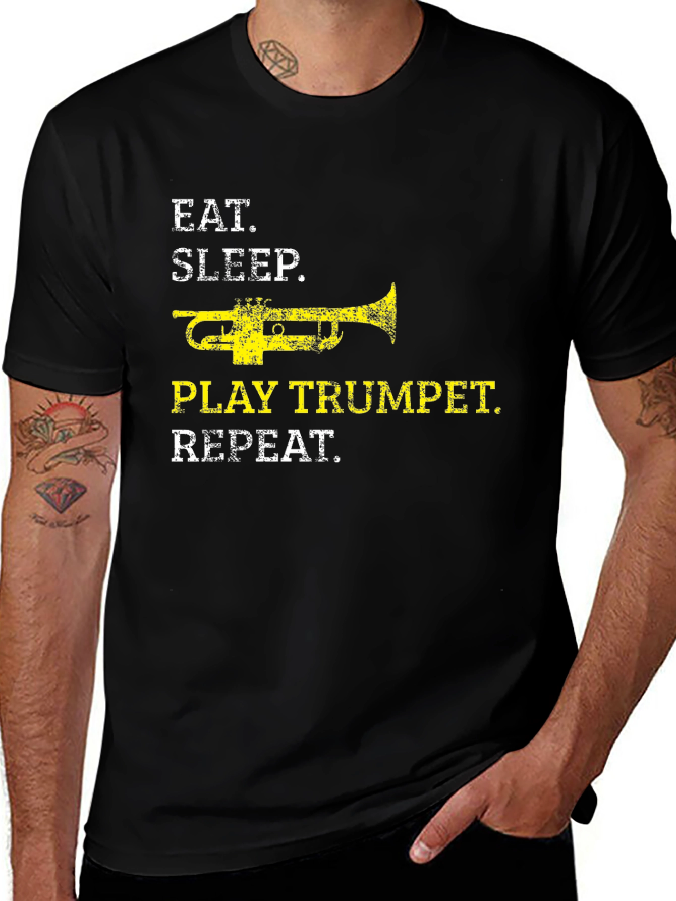 Eat Sleep Play Trumpet Repeat Black T-Shirt