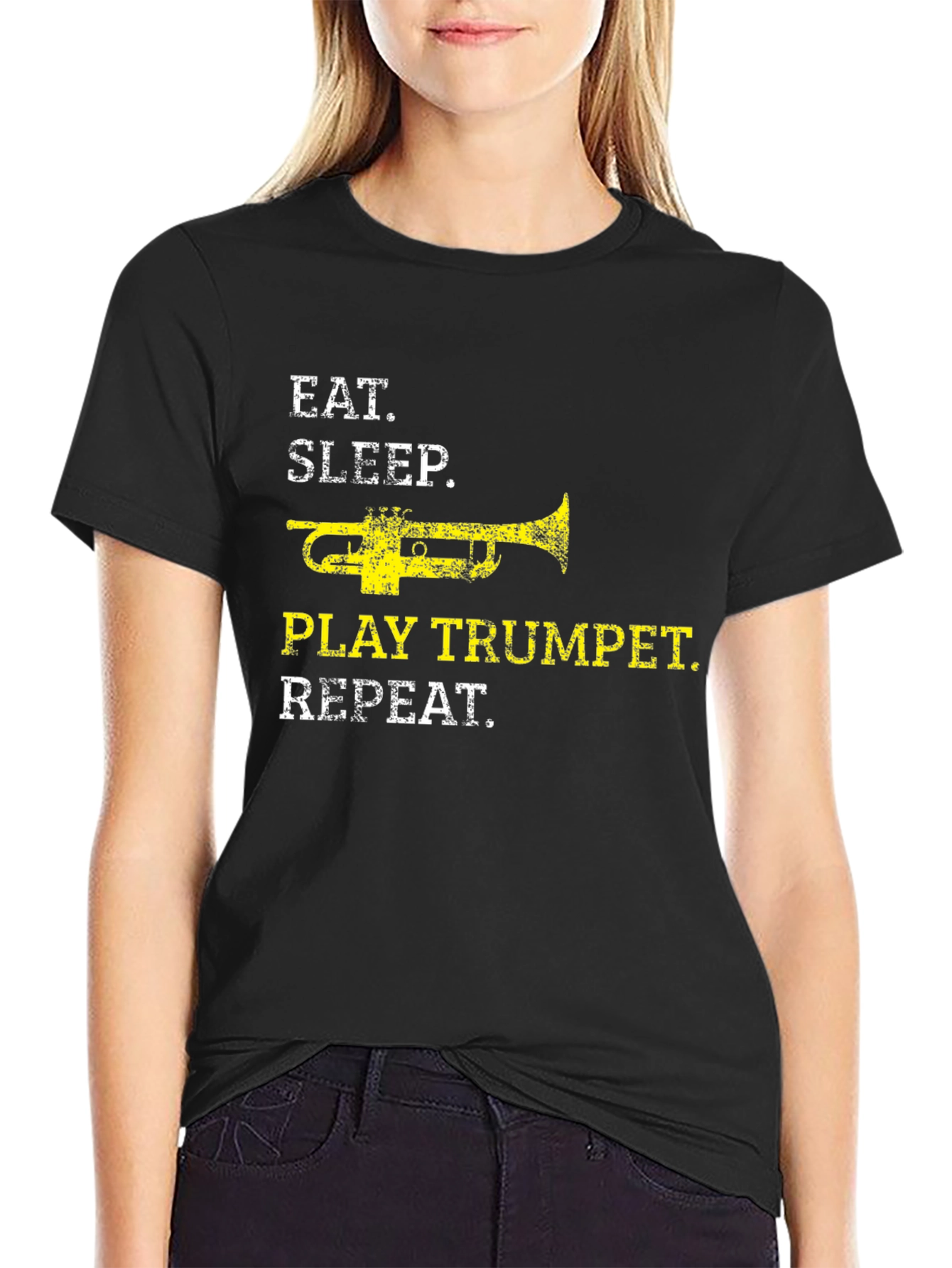 Eat Sleep Play Trumpet Repeat Black T-Shirt