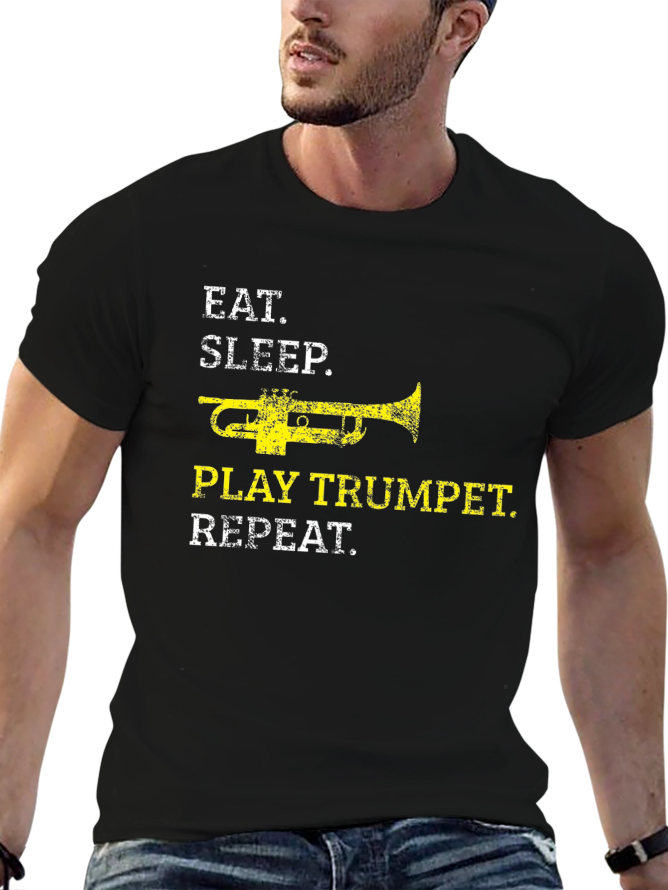 Eat Sleep Play Trumpet Repeat Black T-Shirt