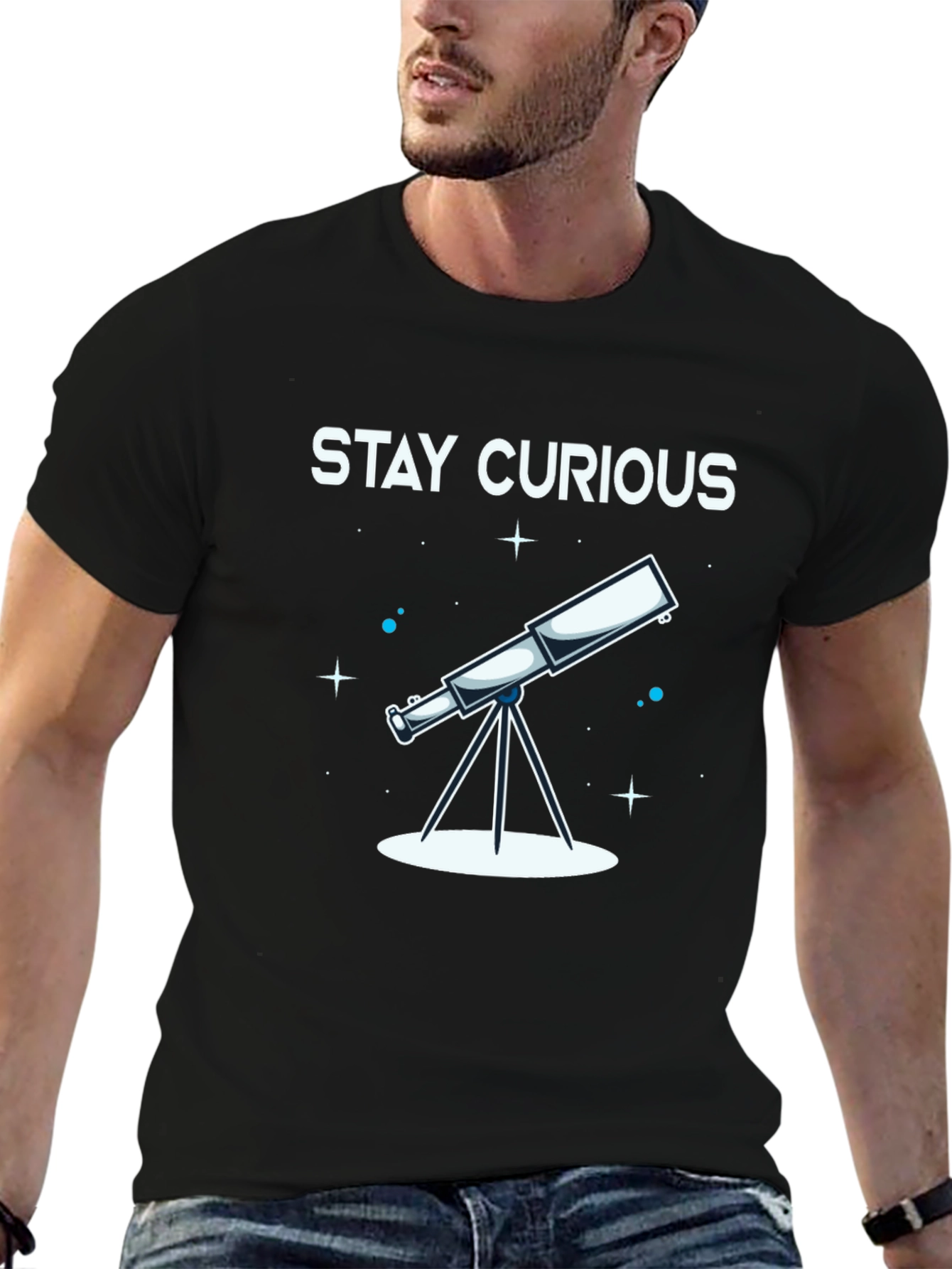 Stay Curious Telescope Graphic Tee - Unisex